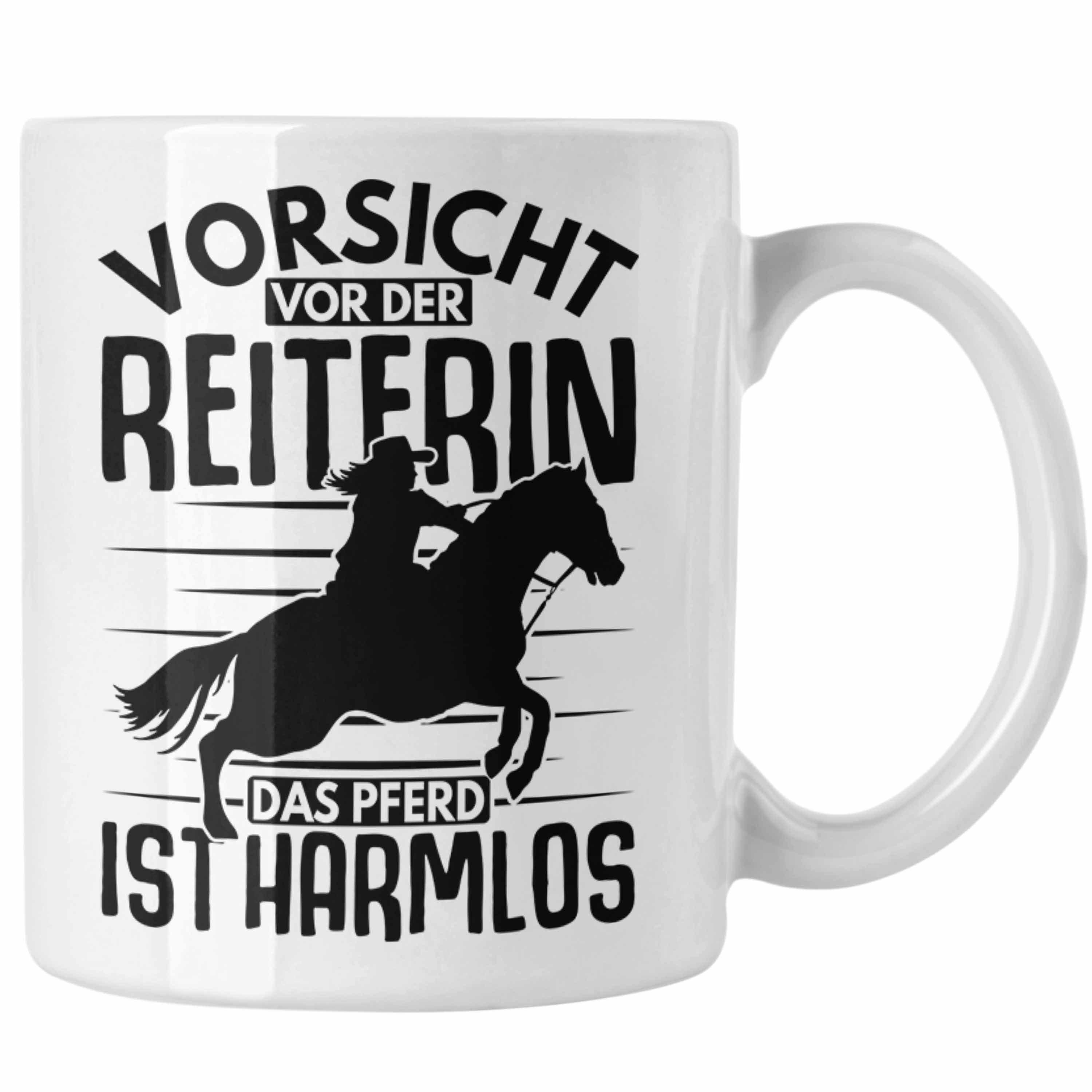 Lustige Weiss Vorsicht Reiter Reiterin Pferde Sprüche Tasse Trendation Mädchen Tasse Geschenkidee Geschenk Reiterin Trendation - Vor Der