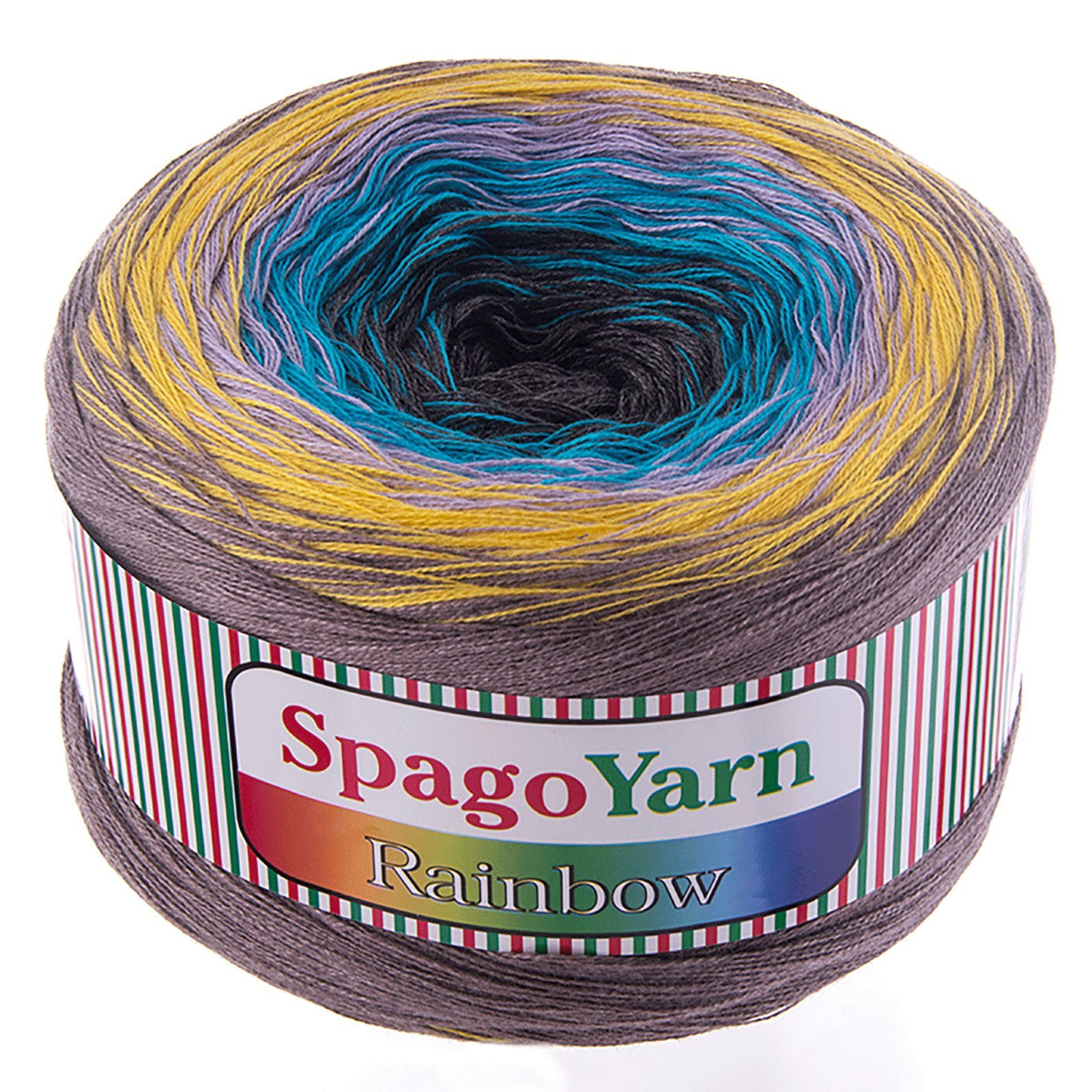 spagoyarn 2 x 250g Farbverlaufsgarn Spago Rainbow Häkelwolle, 1000 m, 10 Gebirgsfluss