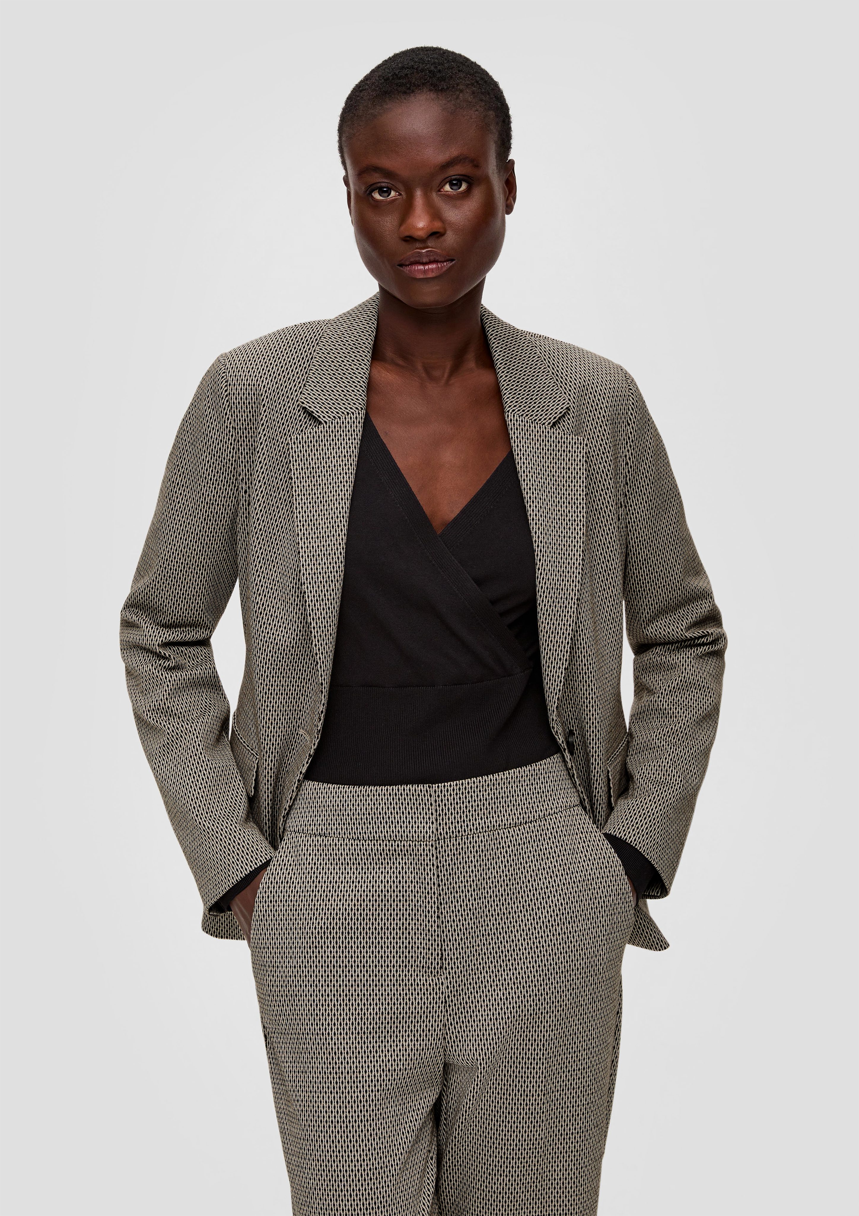 s.Oliver BLACK LABEL Jackenblazer Jacquard-Blazer aus Viskosemix