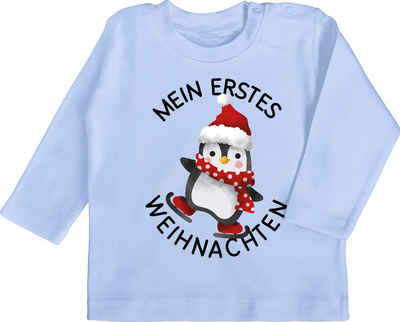 Shirtracer T-Shirt Mein erstes Weihnachten mit Pinguin - schwarz Weihnachten Kleidung Baby