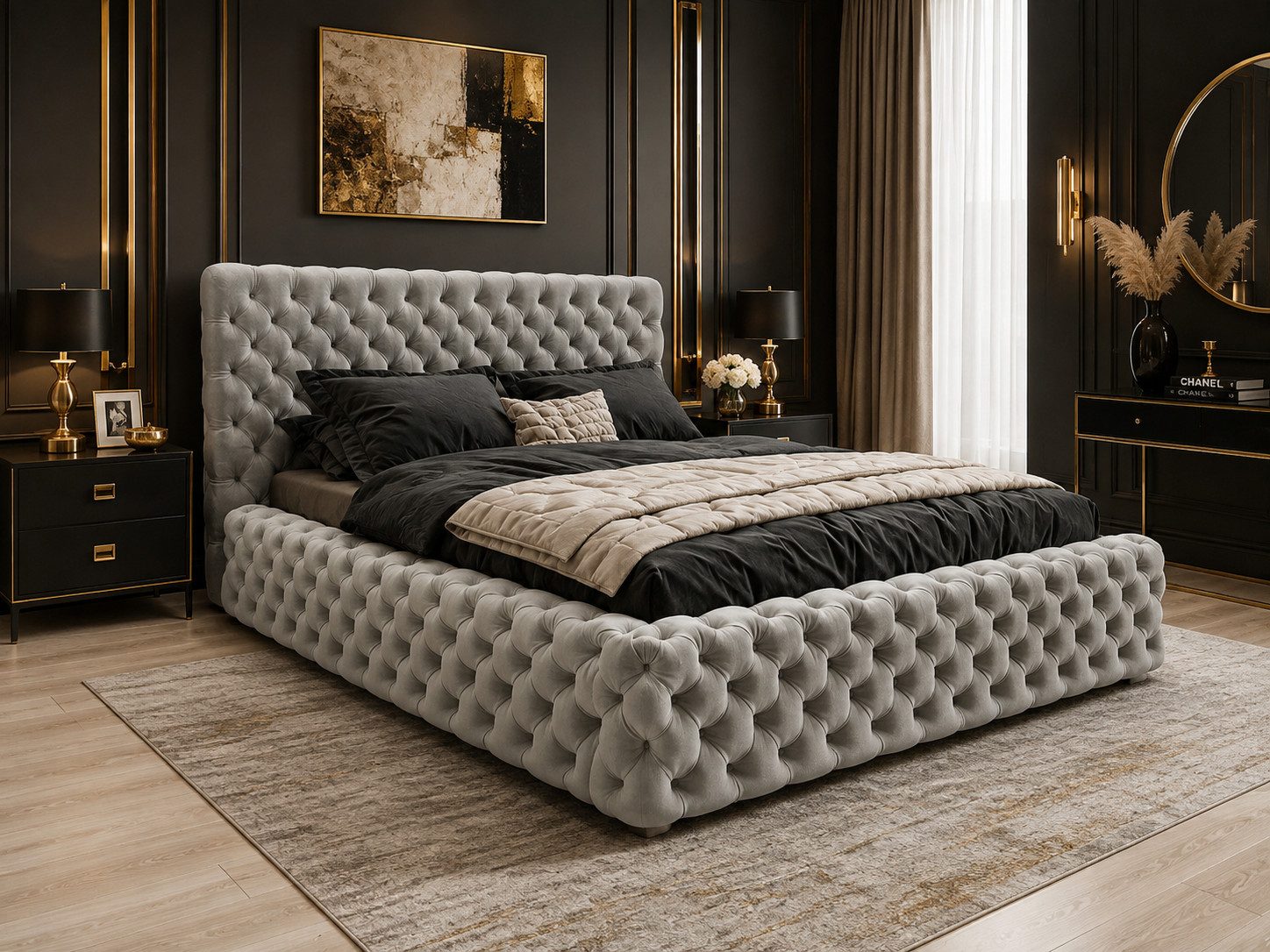 B&B Home Polsterbett Stauraumbett Schlafbett Bett Figo A 180 cm 200 cm 220cm (mit Bettkasten und Lattenrost, ohne Matratze)
