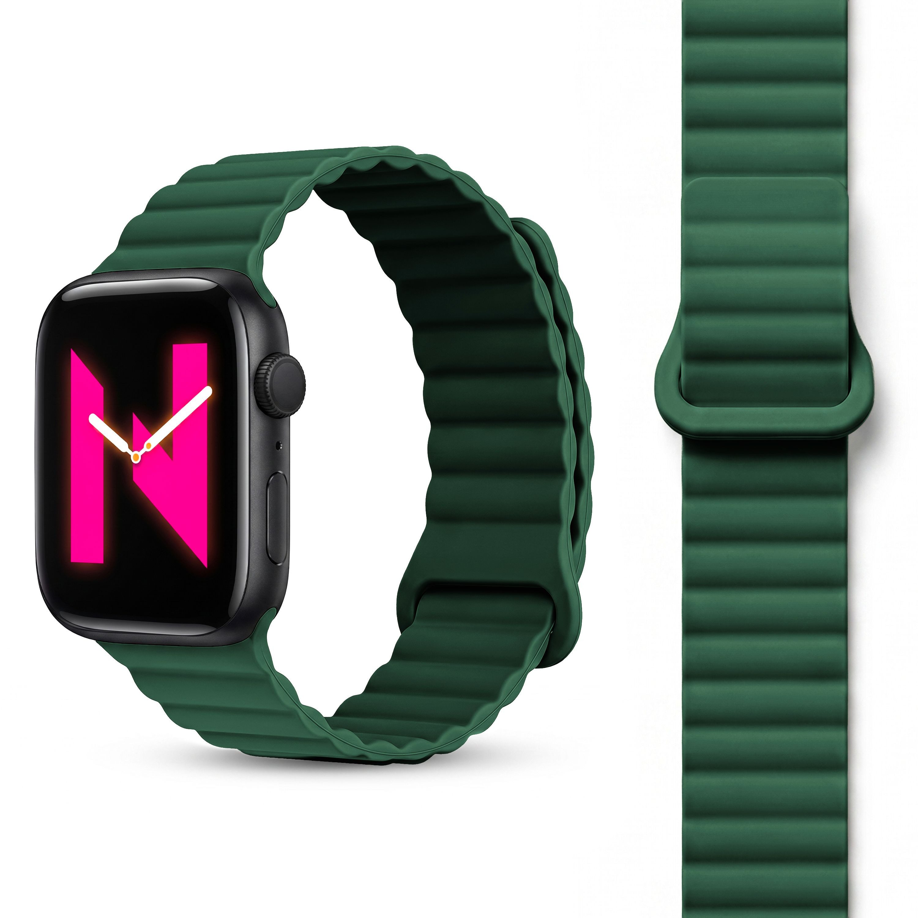 Nalia Smartwatch-Armband Apple Watch 49mm/46/45/44/42(Serie 1-3), Magnetisches Silikon Ersatzband / für Sport Fitness Uhr / Atmungsaktiv