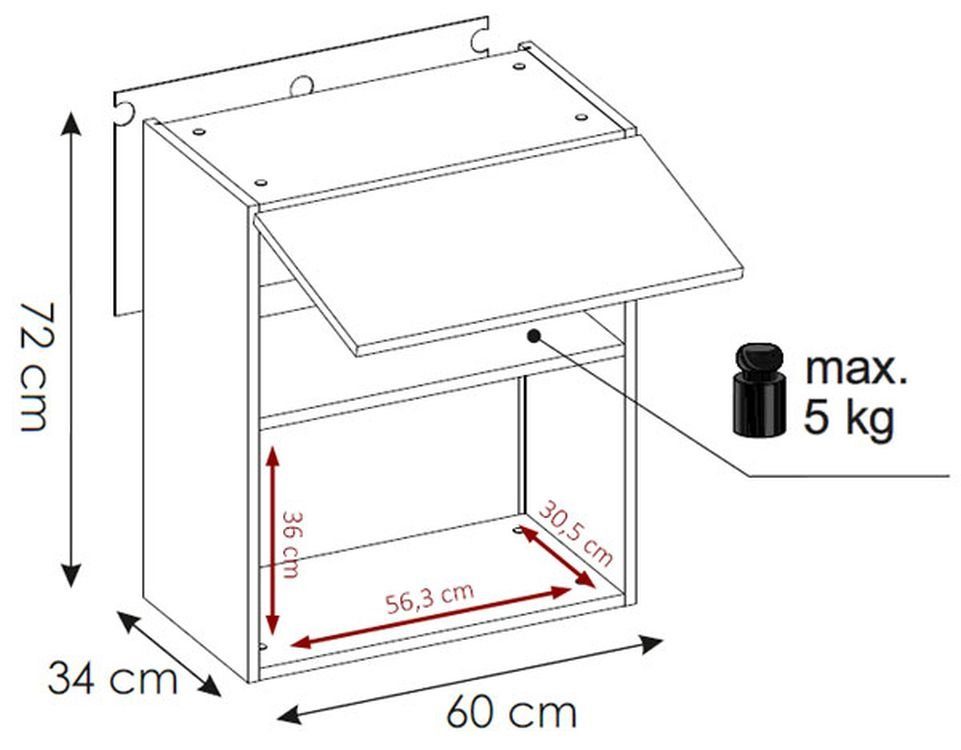 Mikrowellenumbauschrank Bonn B/T/H: 60 cm / 32,5 cm / 72 cm