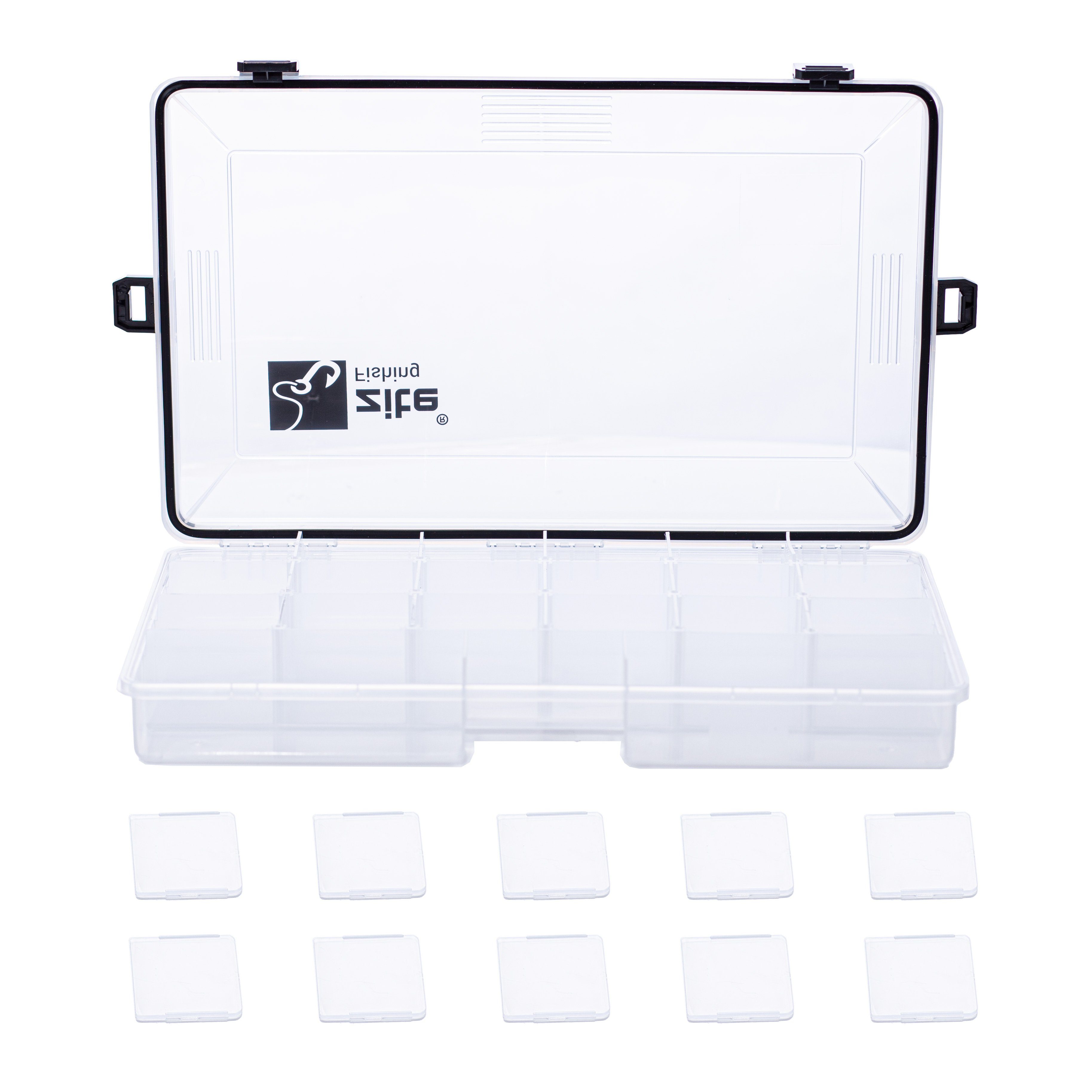 Angelkoffer Wasserdichte Tackle-Box (35x21x5cm) für Angelzubehör, Hardbaits & Mehr