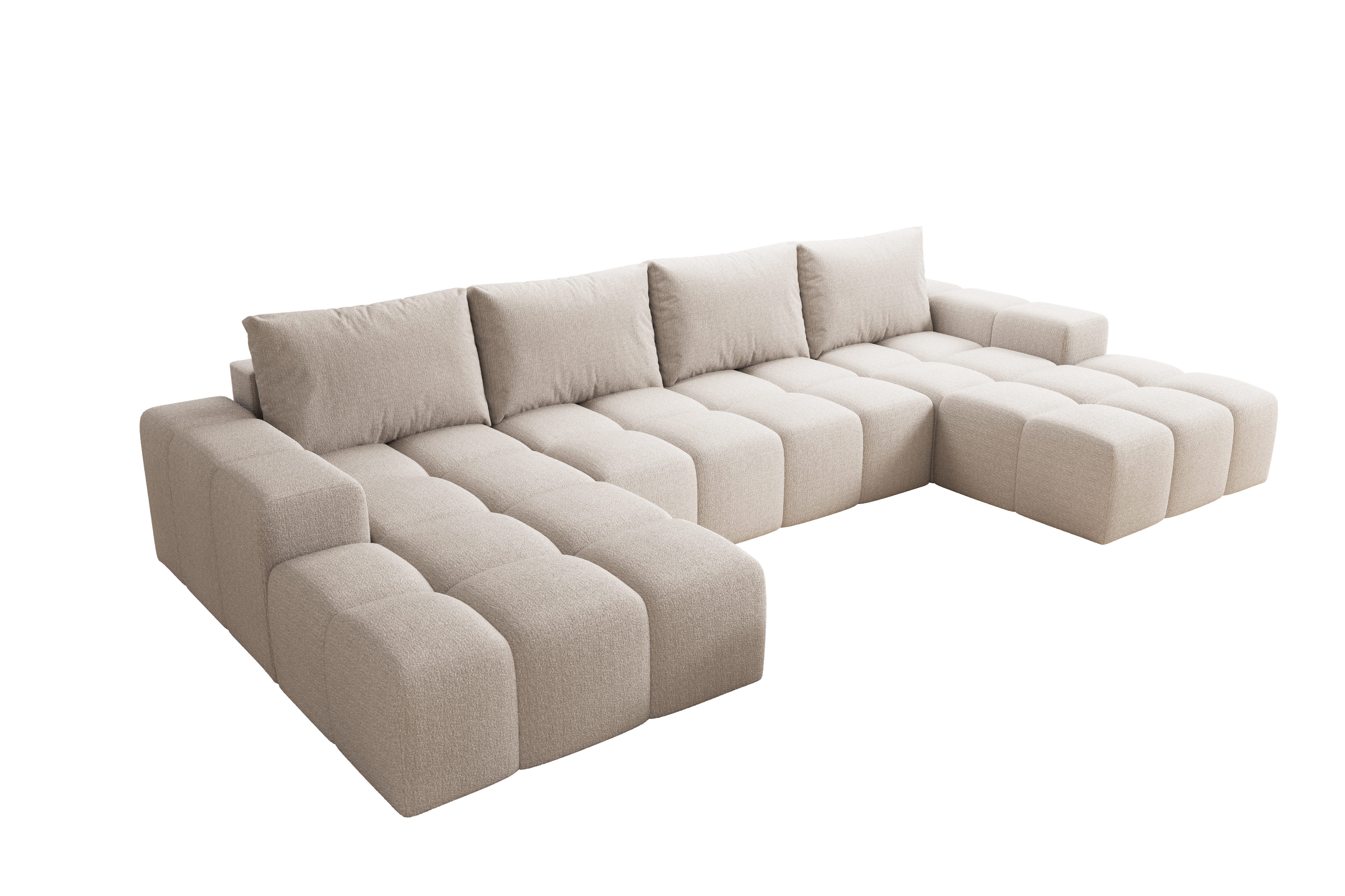 PROMETO Möbel Ecksofa Couch U-Form, Sofa U-Form Teddy-Bouclé, WebStoff -Cen günstig online kaufen