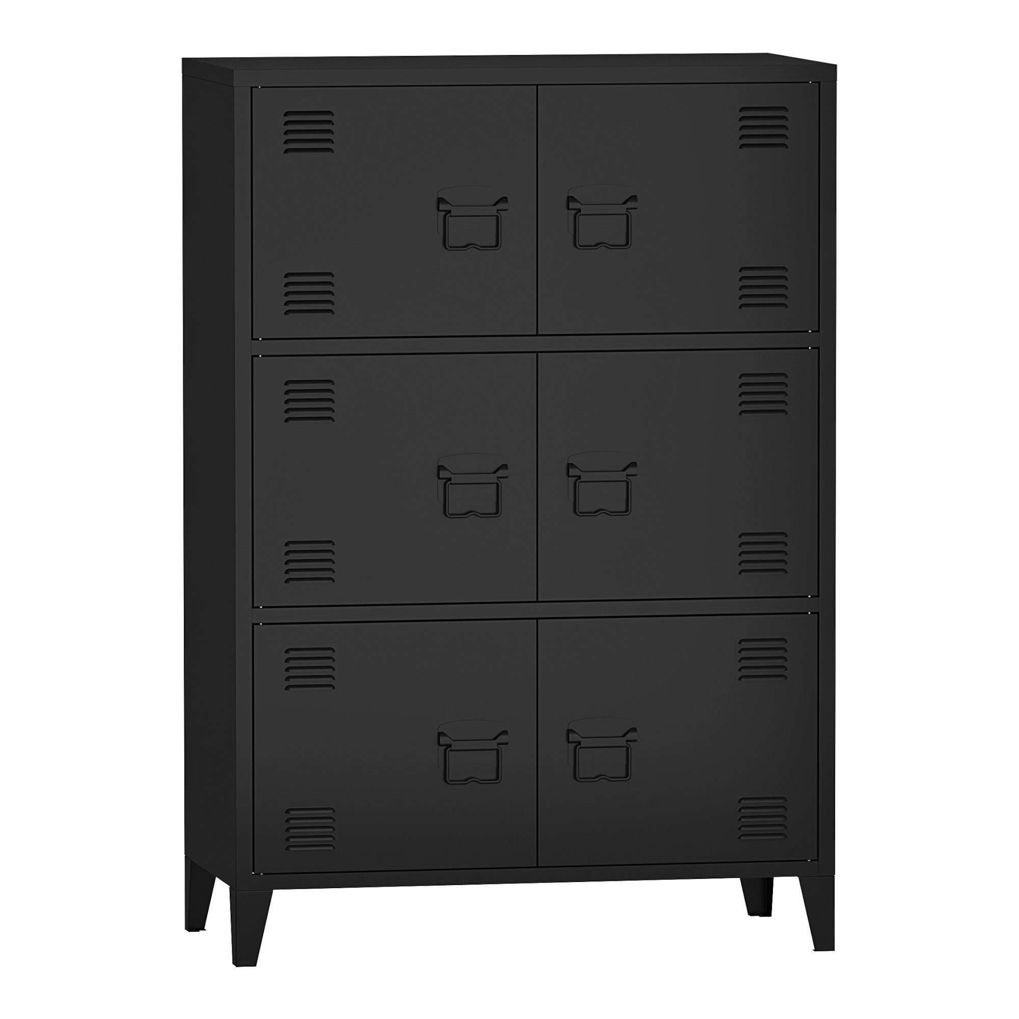 en.casa Mehrzweckschrank »Hamina« Büroschrank mit 6 Türen 80x140x113 cm Sch günstig online kaufen