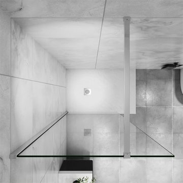 duschspa Duschwand Duschtrennwand Walk in Dusche Seitenwand 195cm ESG Glaswand, Einscheibensicherheitsglas, Sicherheitsglas, (Set), Glas