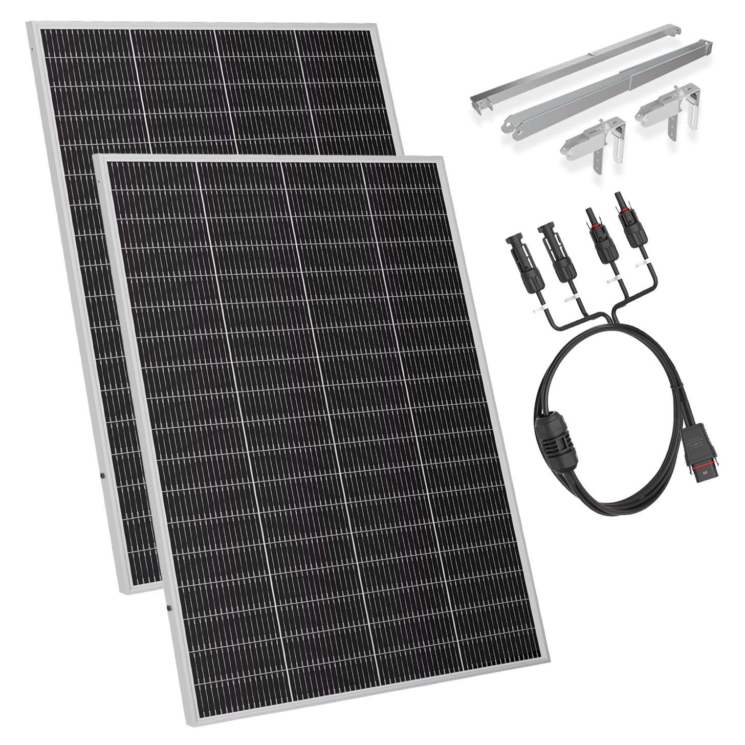 Sunshare Solarmodul Ray Lite 400/800W Module mit MC4-Adapterkabel und Universalhalterung, 800 W, Monokristalline N-Typ TOPCon, (Solarmodul-Set), Kompakte N‑TOPCon‑Module mit verstellbarer Balkonhalterung