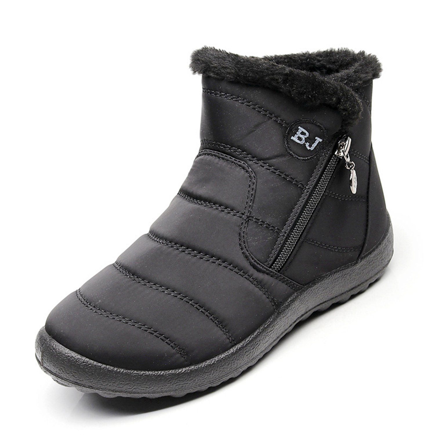 Daisred Winterschuhe Damen Leicht Bequem Warm Schneestiefel Snowboots Schwarz