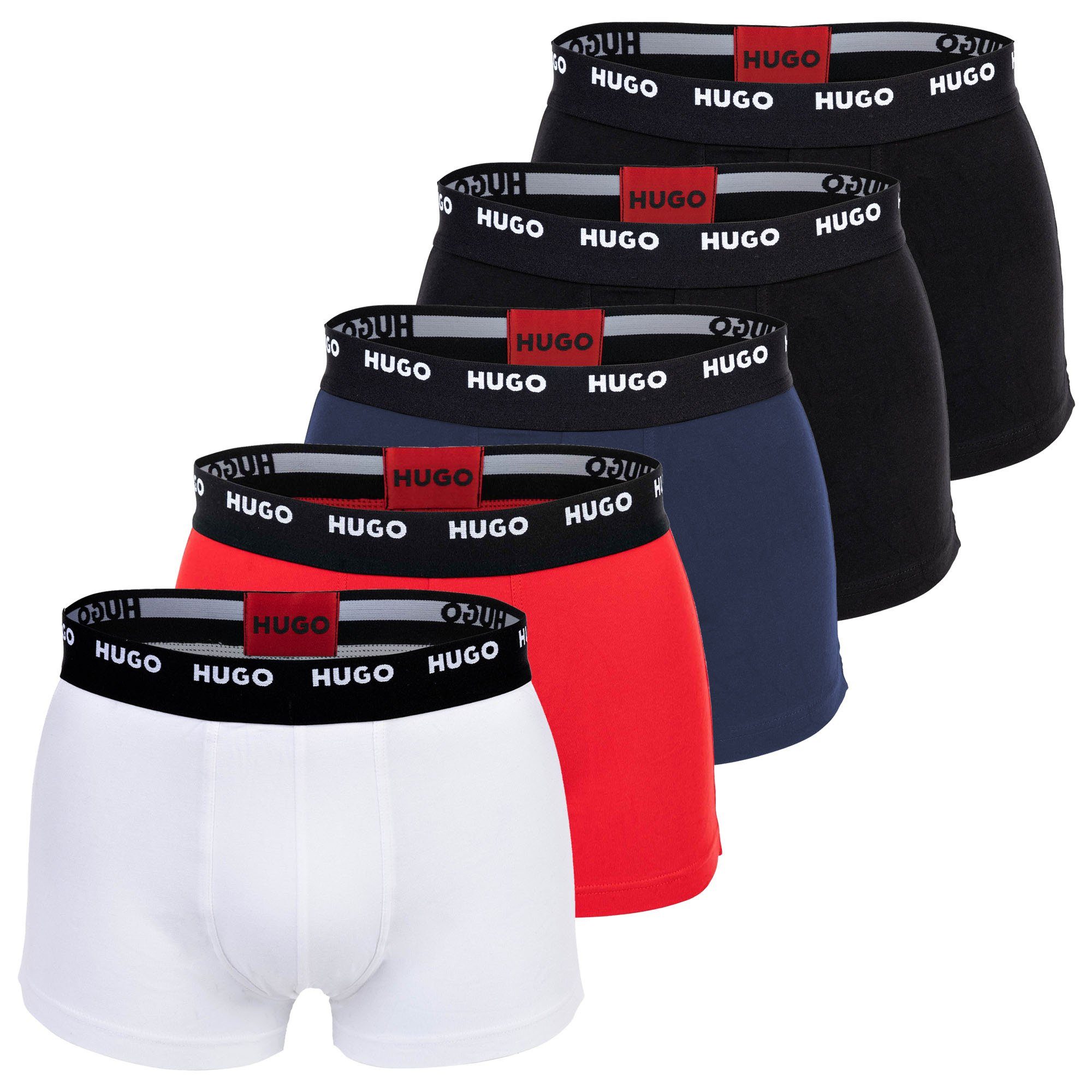 Pack Trunks Boxer Herren Five Shorts, Schwarz/Rot/Blau HUGO - Boxer Pack 5er