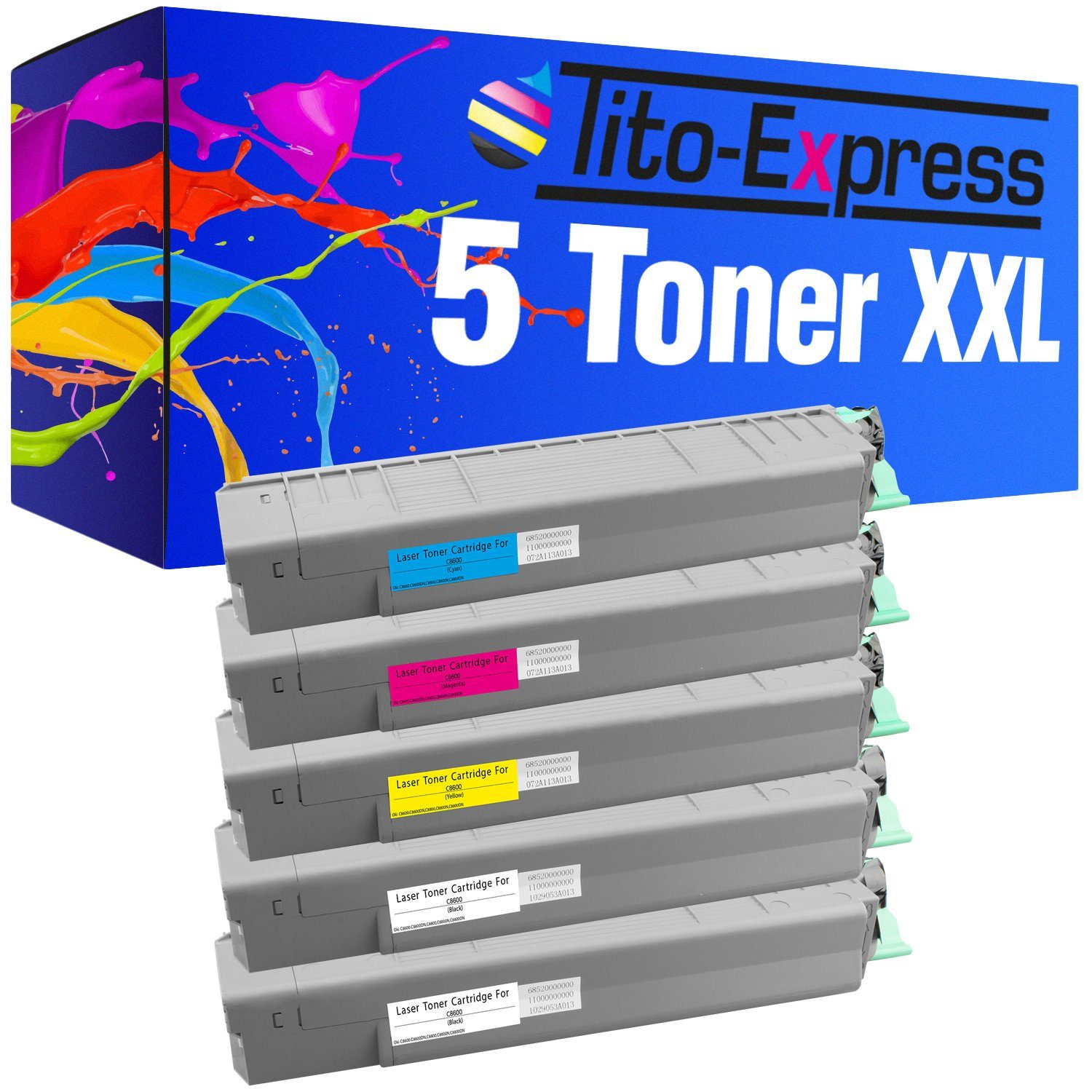 C-8600 Tonerpatrone für Series C-8800CDTN C-8600CDTN Set OkiC8600, C-8600DTN 5er Oki Oki C-8600 8600 Series C-8800 Tito-Express ersetzt C