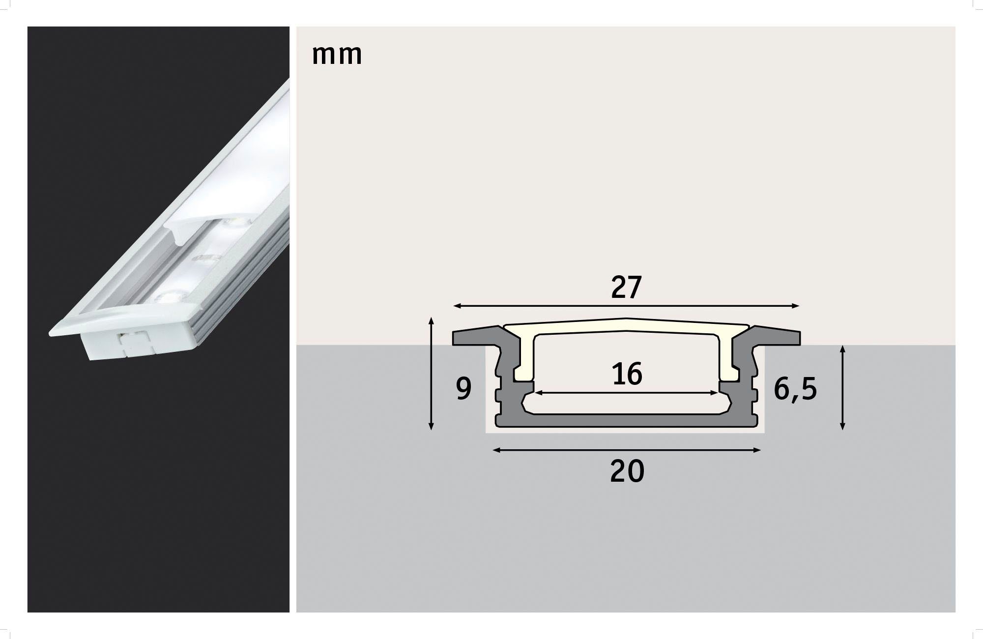 Paulmann LED-Streifen mit Satin,Alu/Kunststoff Diffusor 100cm Alu eloxiert, Alu Floor Profil