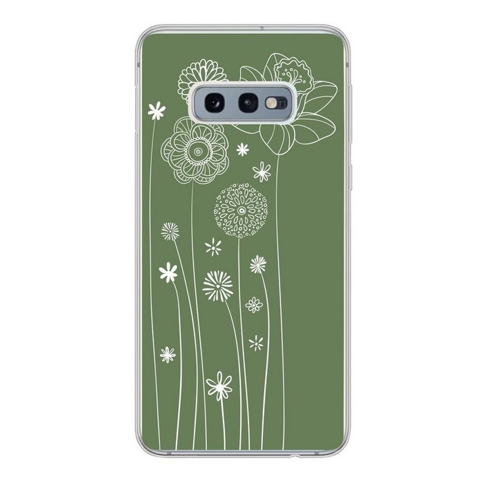 MuchoWow Handyhülle Illustration eines Blumenmusters in Grün Phone Case Handyhülle Samsung Galaxy S10e Silikon Schutzhülle
