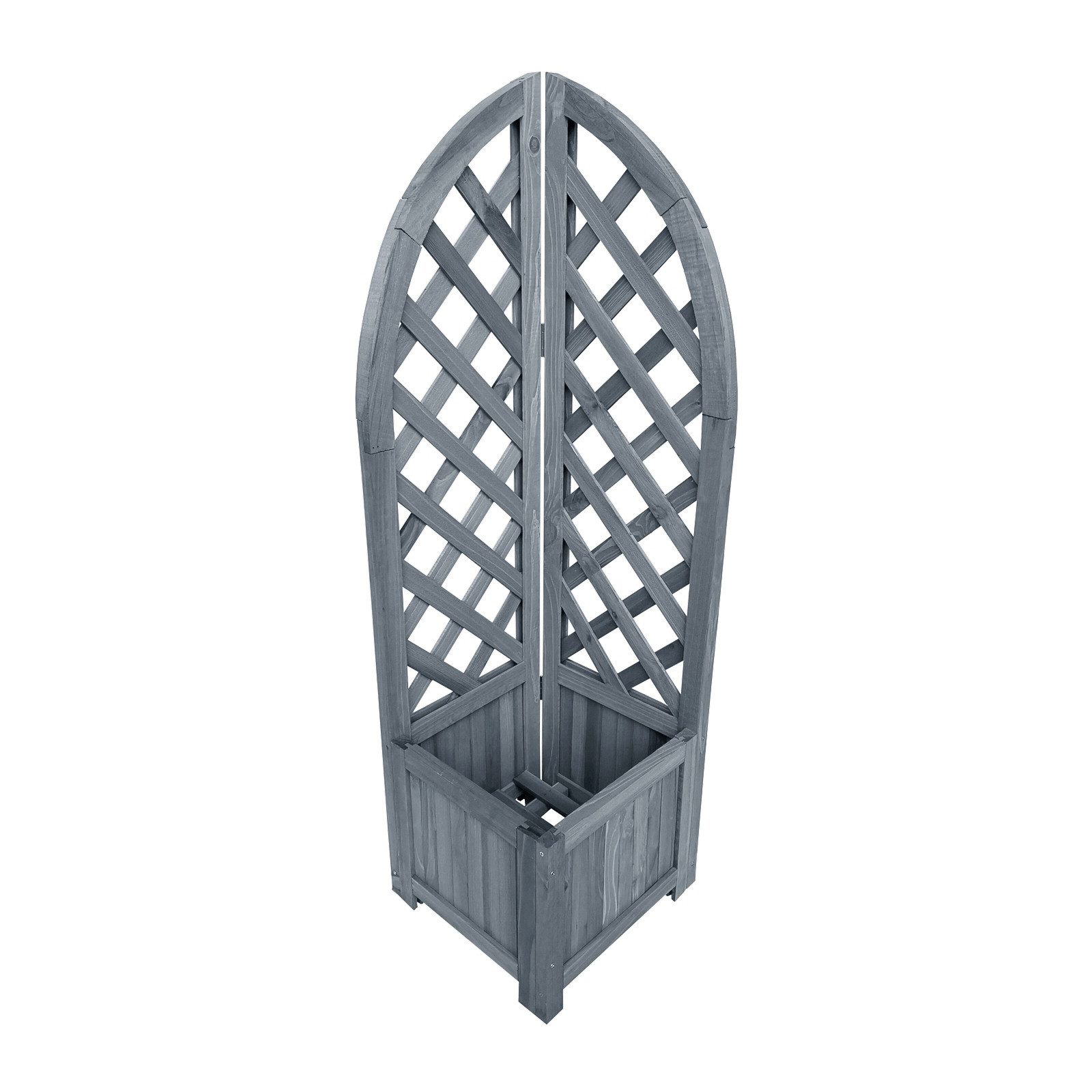 HTI-Living Pflanzkübel Pflanzkübel mit Rankgitter Heidi Grau (Stück, 1 St., 1x Pflanzkübel mit Rankgitter), Blumenkasten mit Spalier Holz