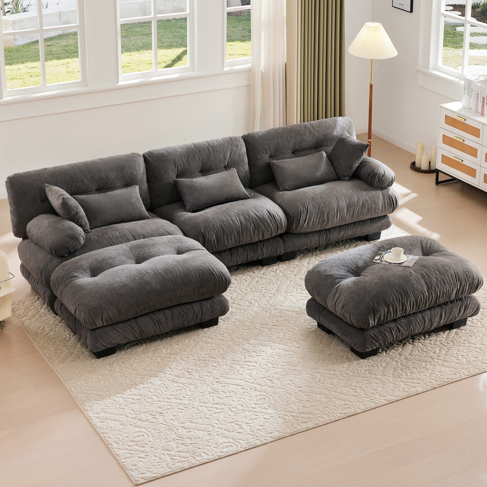 KLAM HOME Sofa Ecksofa Loungesofa 5-Sitzer-Sofa günstig online kaufen