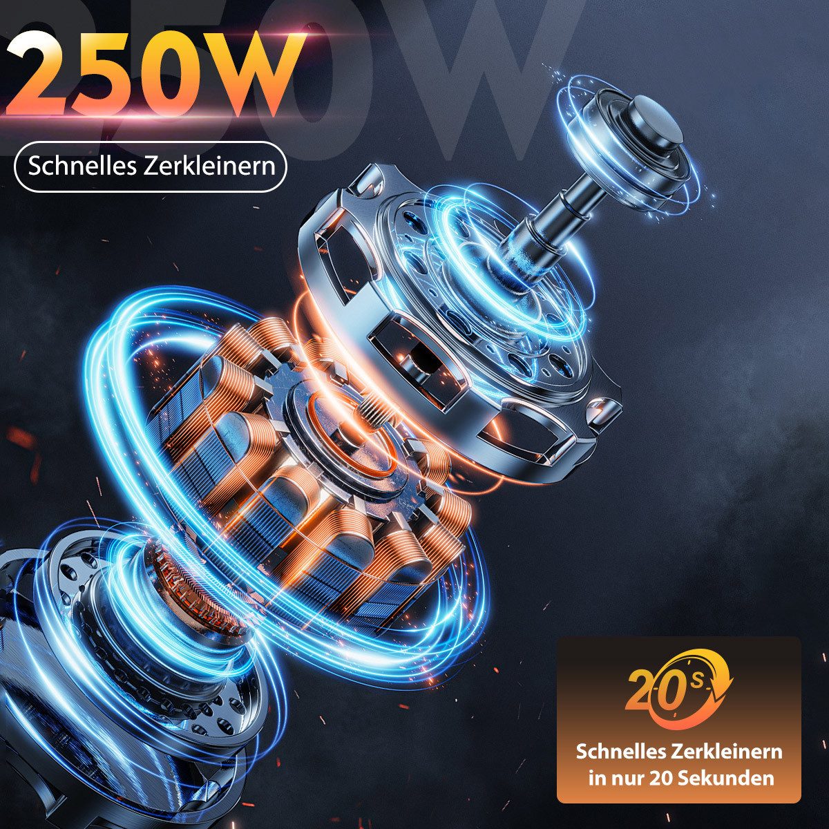 KNKA PRO Gemüseschneider Elektrischer Gemüsehobel, Obst- und Gemüsereibe, Multifunktionsreibe, 250 W, 5 Edelstahleinsätze, abnehmbar, leicht zu reinigen, für Ob – Bild 4 von 5