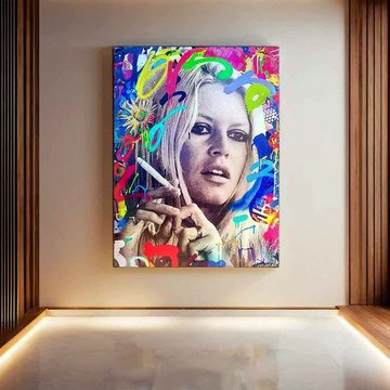 DOTCOMCANVAS® Leinwandbild BARDOT, Leinwandbild Brigitte Bardot Pop Art Portrait hochkant