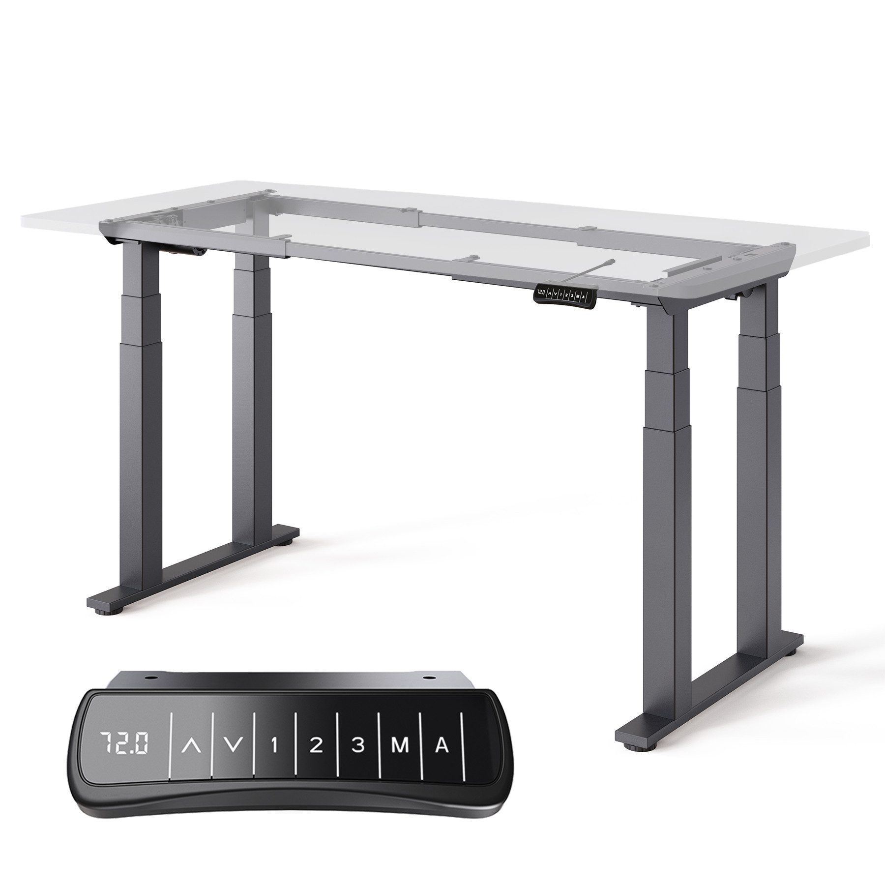 DESKSPACE Tischgestell Titan - Elektrisch höhenverstellbarer 4-Bein-Schreibtisch (Einzeltisch), Elektrisch höhenverstellbar, Dual-Motor, USB, Memory, 200 kg tragfähig