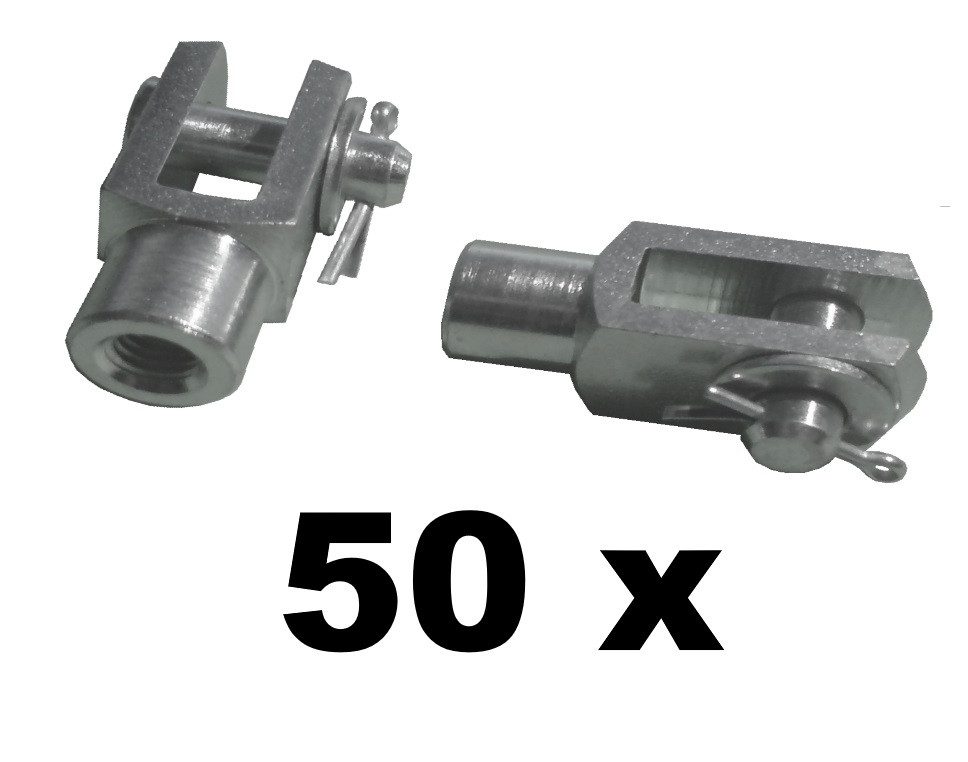 mbo Oßwald GmbH & Co KG Anhänger 50x Gabelkopf 5x10 - M5 + Sicherungsbolzen /Splintbolzen verzinkt
