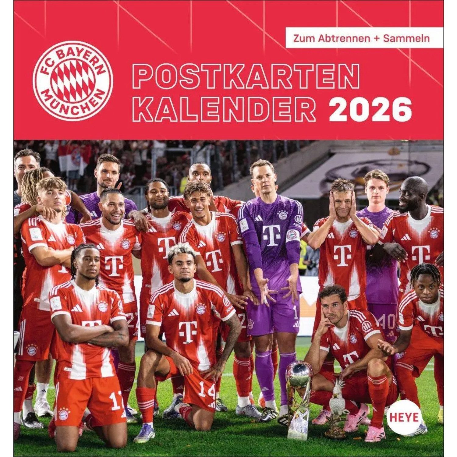 HEYE Wandkalender FC Bayern München Postkartenkalender 2026