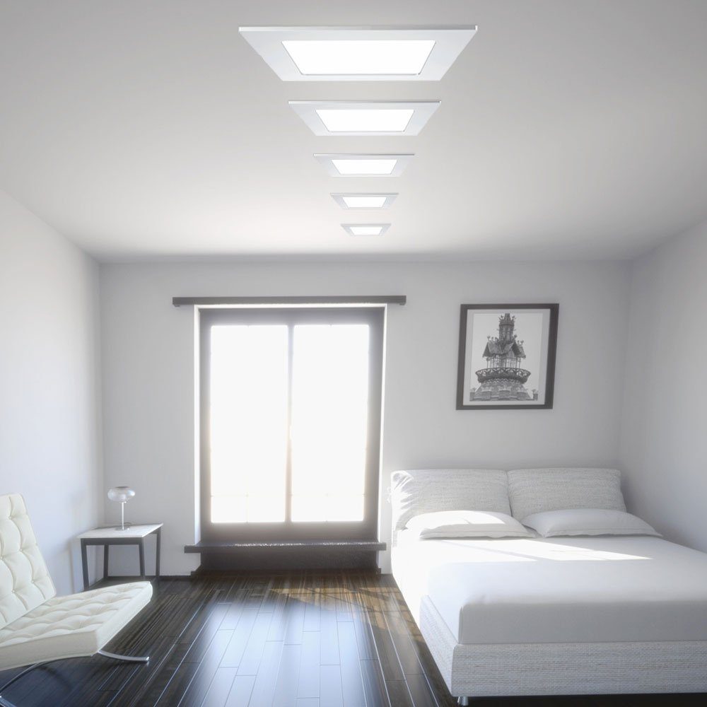 etc-shop LED verbaut, weiß Warmweiß, LED 5er Einbau Panel, Leuchten LED-Leuchtmittel Decken Alu fest Set Schlafzimmer Strahler