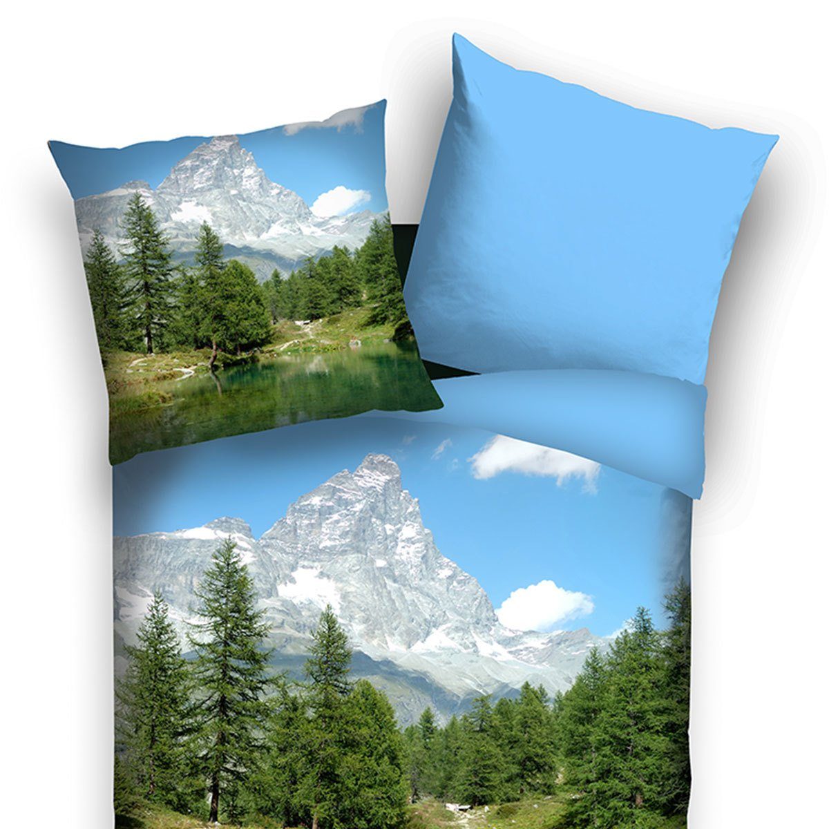 TRAUMSCHLAF Bettwäsche Panorama Bergsee, Renforce, 2 günstig online kaufen
