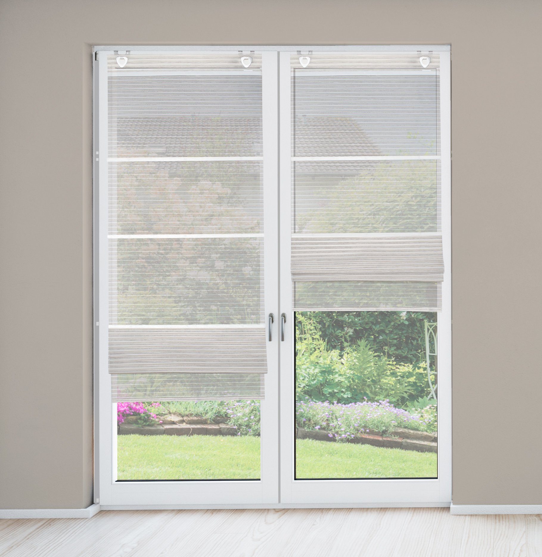 Clever-Kauf-24 Magnetrollo Magnetrollo Bambusoptik taupe braun inkl Haken, mit Hakenaufhängung, ohne Bohren, Hakenaufhängung