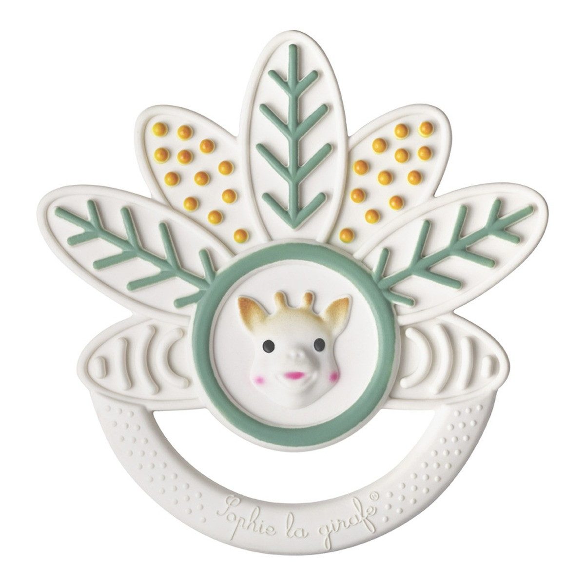 SOPHIE LA GIRAFE Beißring Blätter aus Naturkautschuk, Zahnung, greifbar, ab Geburt