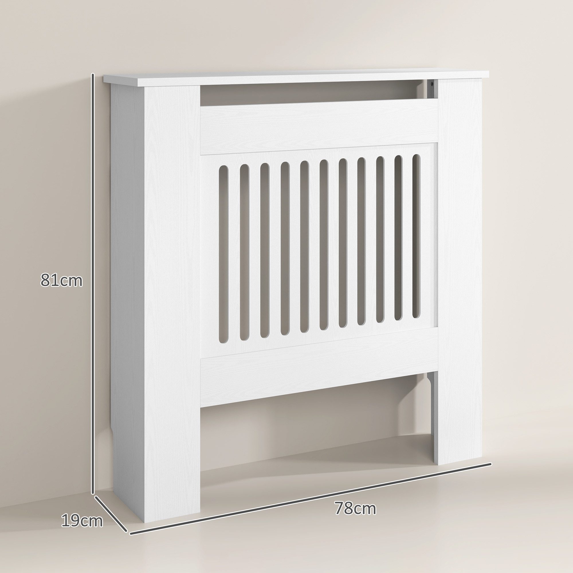 MC Star Heizungsverkleidung mit horizontalen Lamellen, Weiß Heizkörperabdeckung, Heizungsverkleidung für Wohnzimmer, Schlafzimmer, 78 x 19 x 81cm