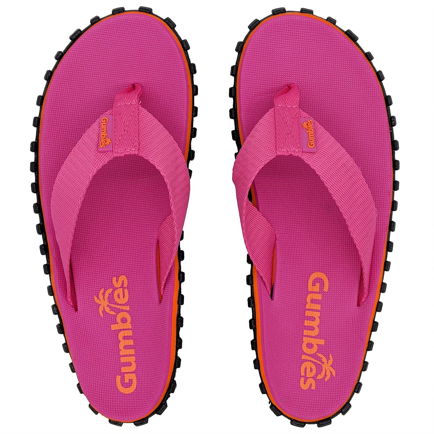 Gumbies Duckbills in Pink T-Strap-Zehentrenner aus recycelten Materialien hergestellt, stabile Gummisole