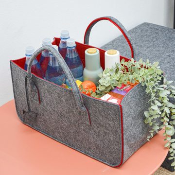 DuneDesign Einkaufskorb Schwerlast Filztasche 50x25x25 Filz Einkaufstasche, Kamintasche Kaminholzkorb