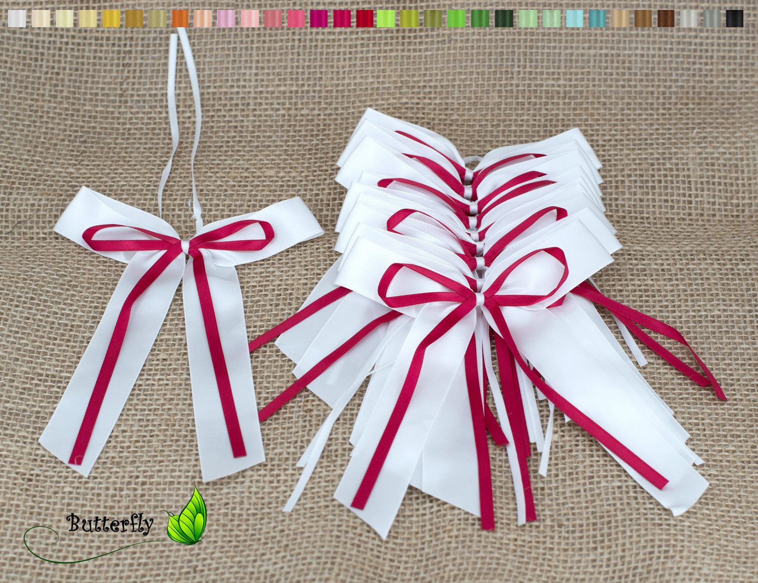 Creativery Geschenkband, Autoschleifen Hochzeit 11x16cm 10 Stück Weinrot