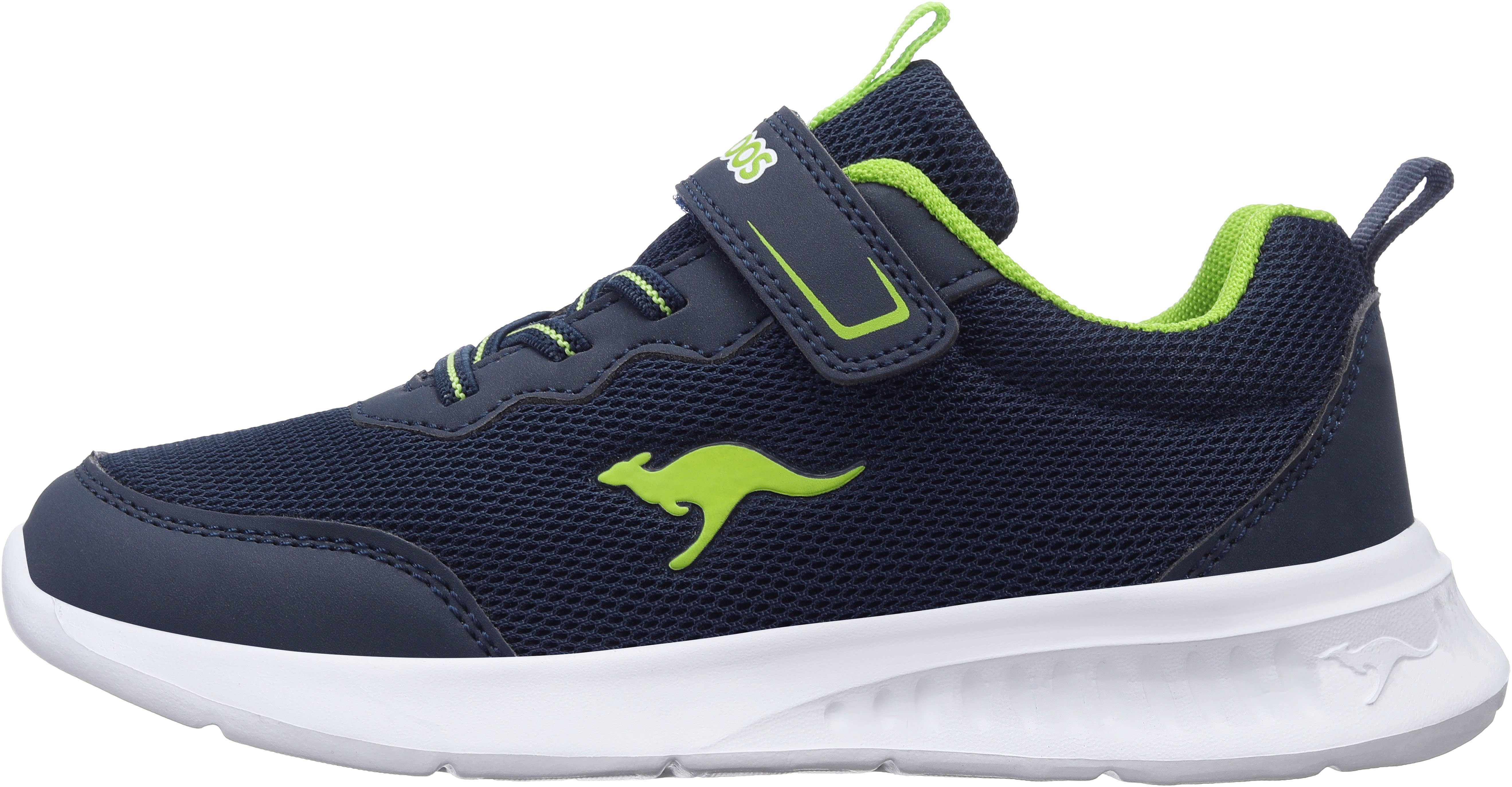 KangaROOS KL-Rise EV und Schnürsenkeln elastischen Sneaker mit navy-lime Klettverschluss