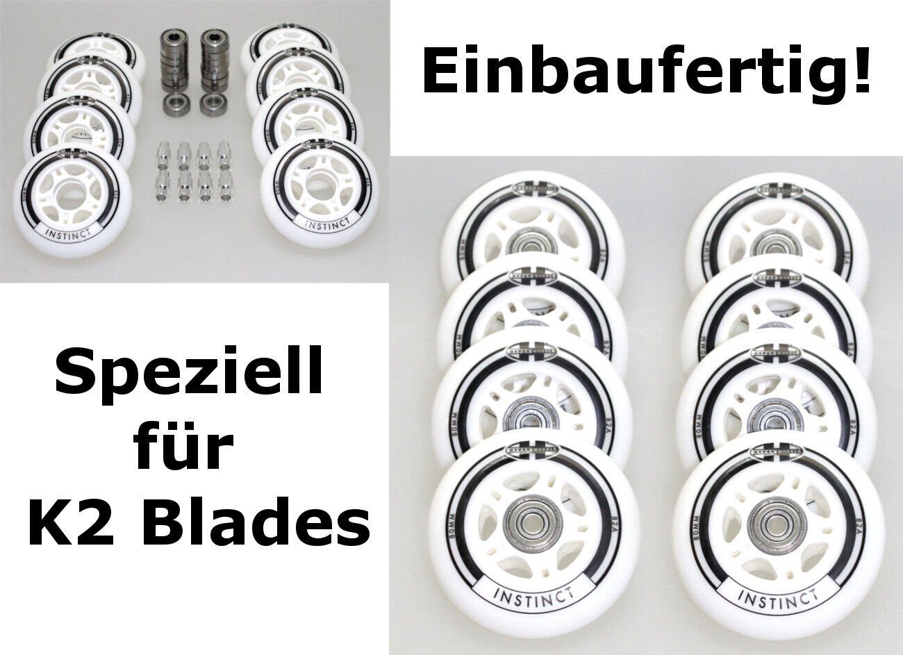 Inlineskates-Rolle 8er Set SPEED MOTION Rollenset - ABEC7 + 6mm Spacer, 80mm/82A