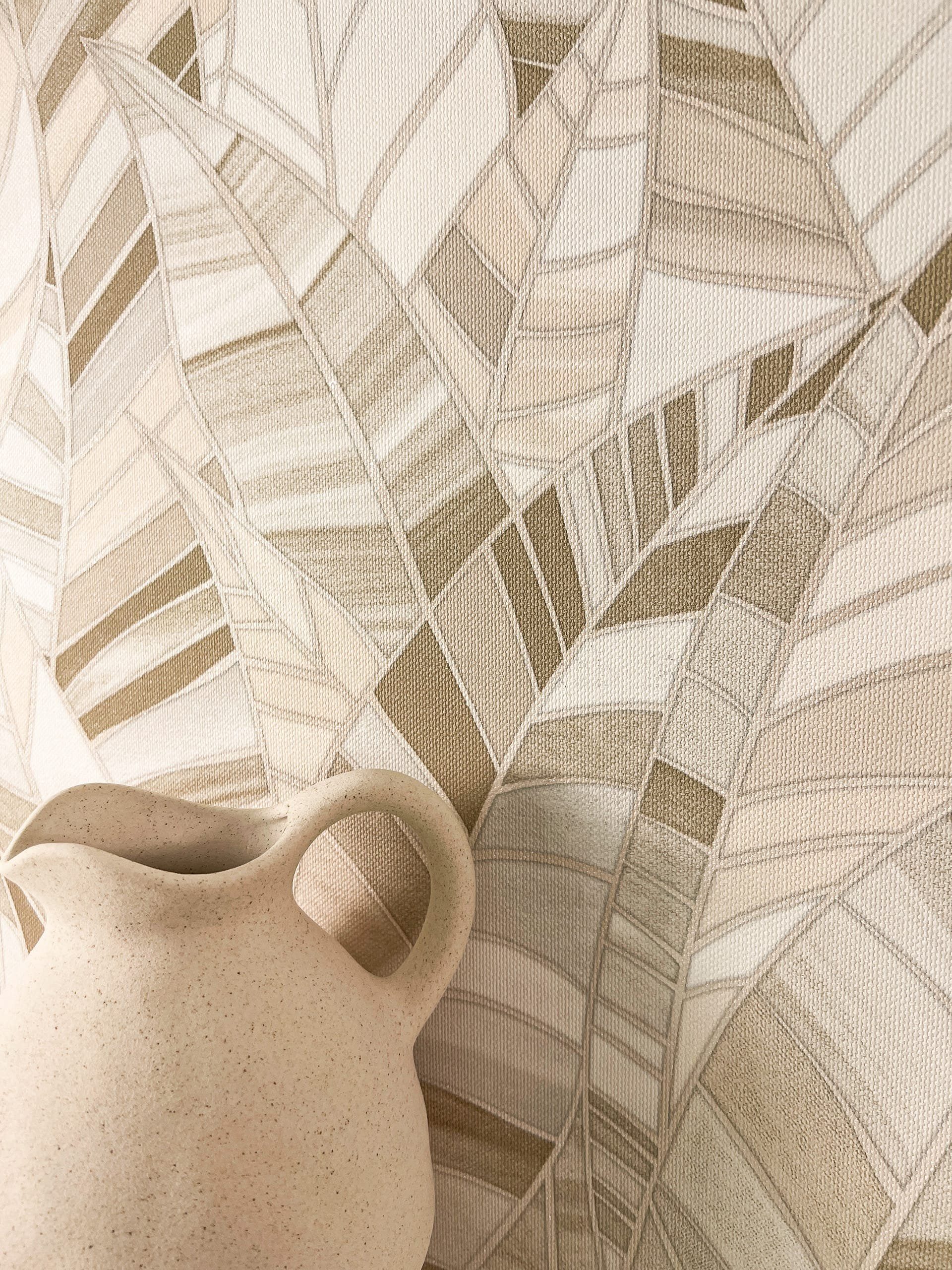 Newroom Vliestapete, Beige Tapete Modern Blätter günstig online kaufen