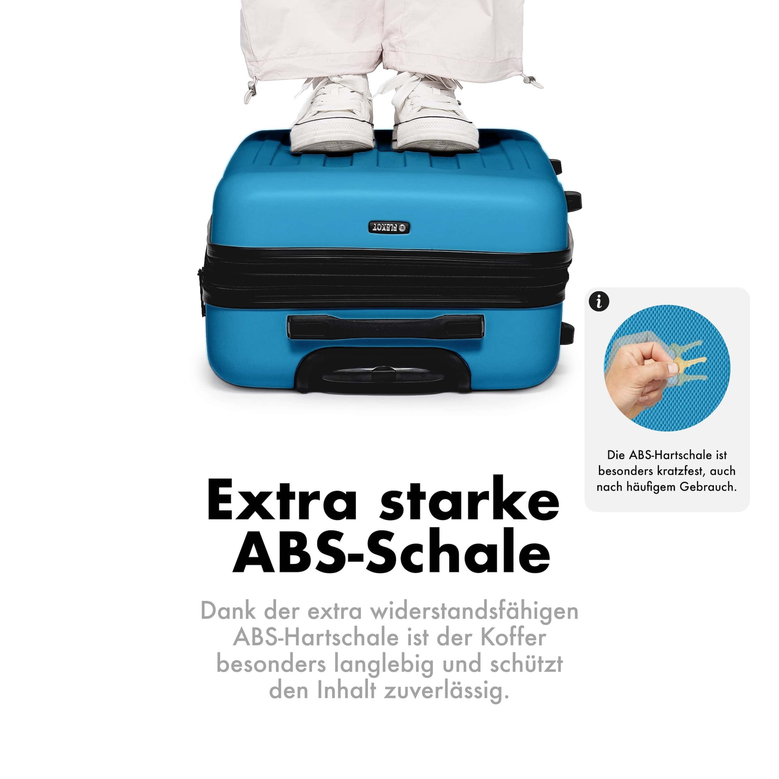 Flexot Hartschalen-Trolley F-3045 (Gr. M, L, XL) – Kofferset – ABS-Hartschale, 4 Rollen, Robuster und moderner Koffer mit vier 360° Rollen und Zahlenschloss – Bild 4 von 5