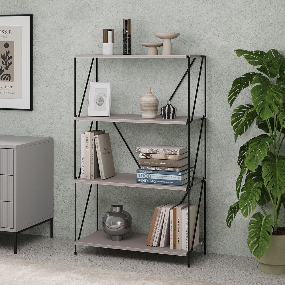 Vicco Bücherregal Ravix, Greige/Schwarz, 60 x 102.5 cm, 1-tlg.