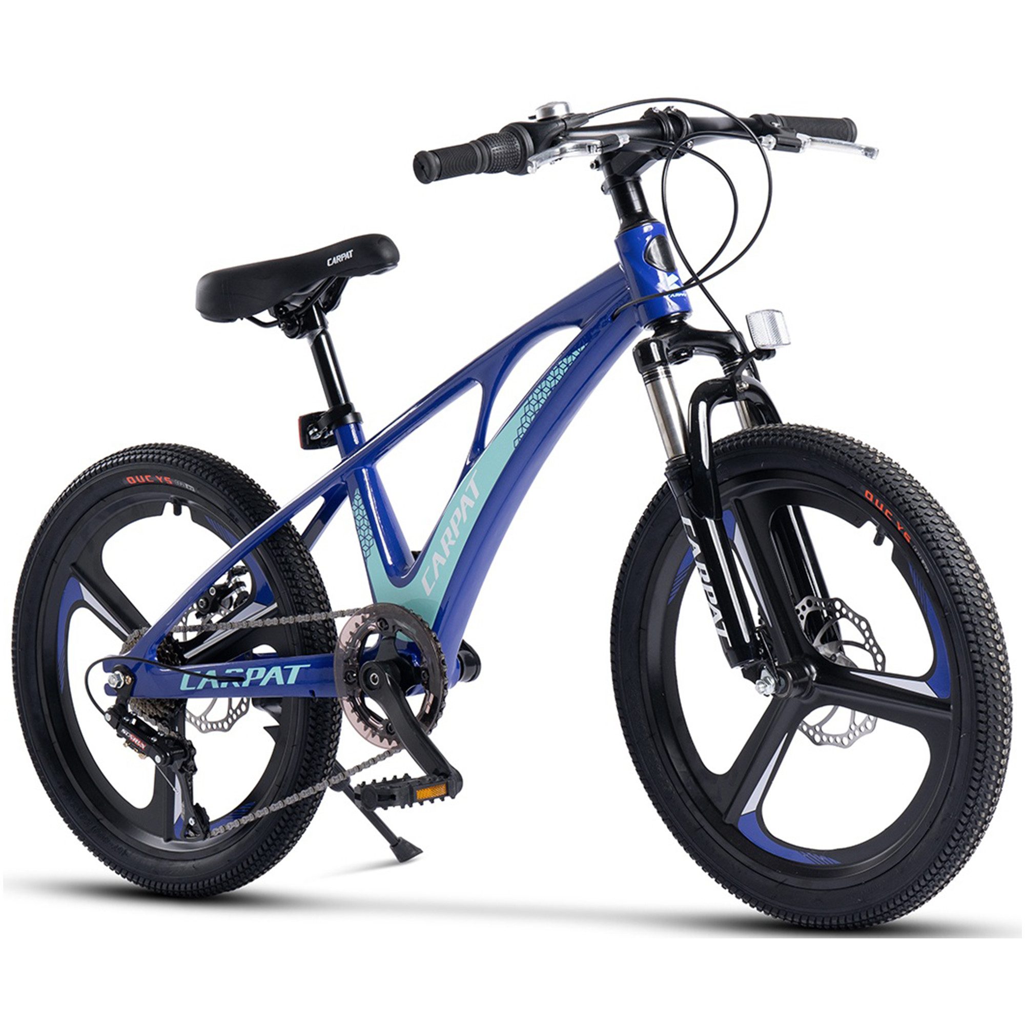 CARPAT SPORT Kinderfahrrad 20 Zoll Mountainbike, Magnesiumfelgen mit 3 Speichen, 7 Gang, (mechanische Scheibenbremse, Jugendfahrrad), Mädchen Jungen MTB Hardtail Fahrrad Bike ab 5 Jahre