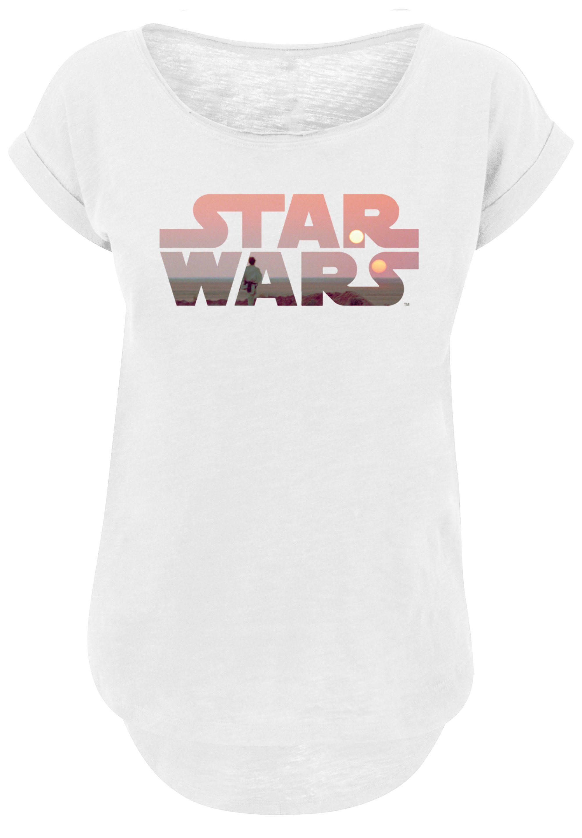 Wars mit Tatooine hohem T-Shirt Baumwollstoff F4NT4STIC Sehr Logo Tragekomfort Star weicher Print,