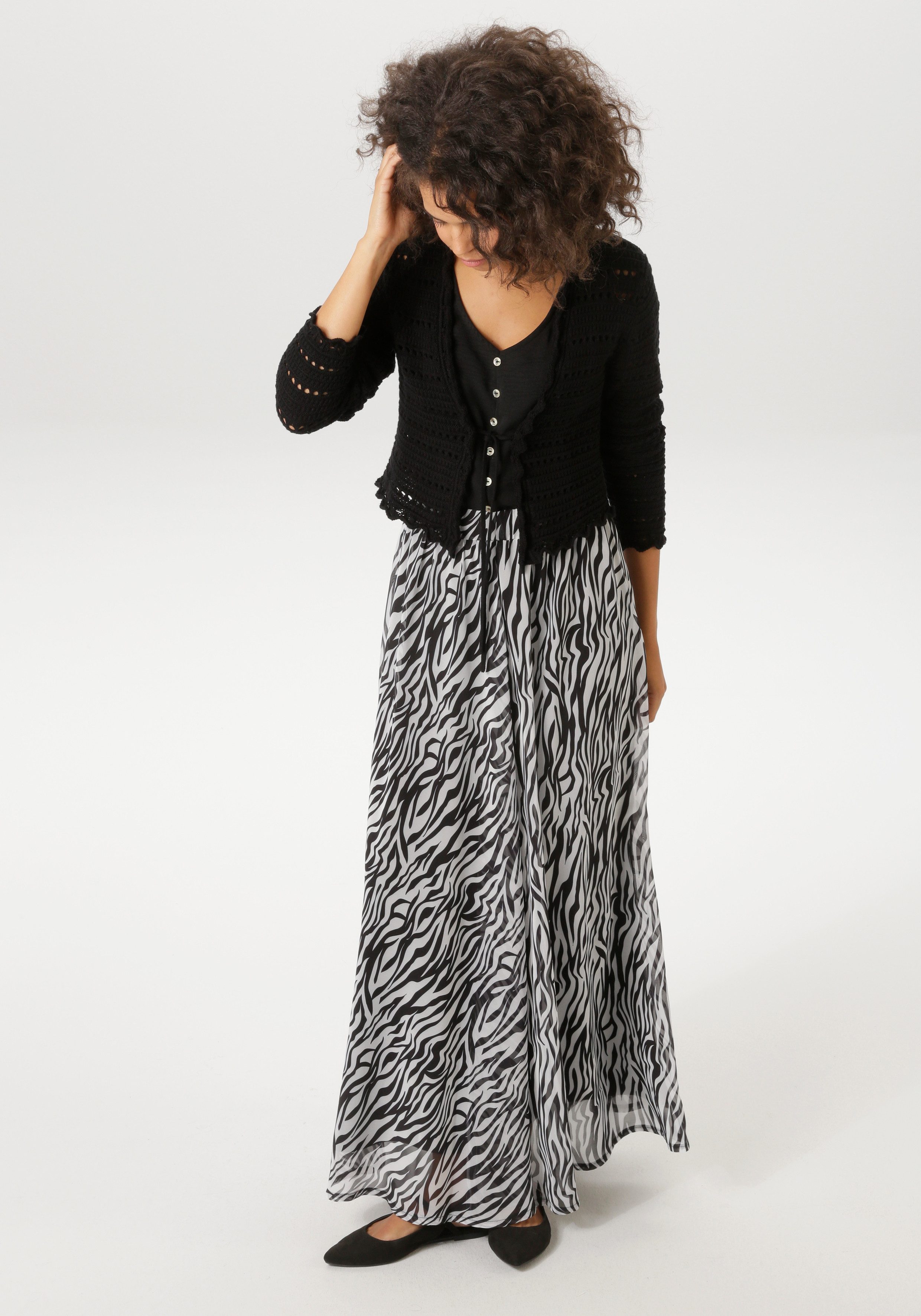 Aniston CASUAL Strickjacke im trendigen Ajour-Muster-Mix – Bild 4 von 5