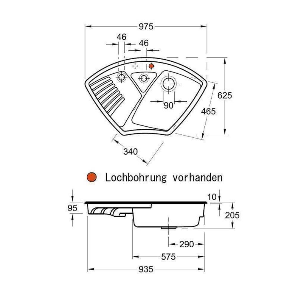 i4 97,5/62,5 cm Arena Boch Einbauspüle Graphit Villeroy Boch Classicline Eck, Küchenspüle Villeroy & &