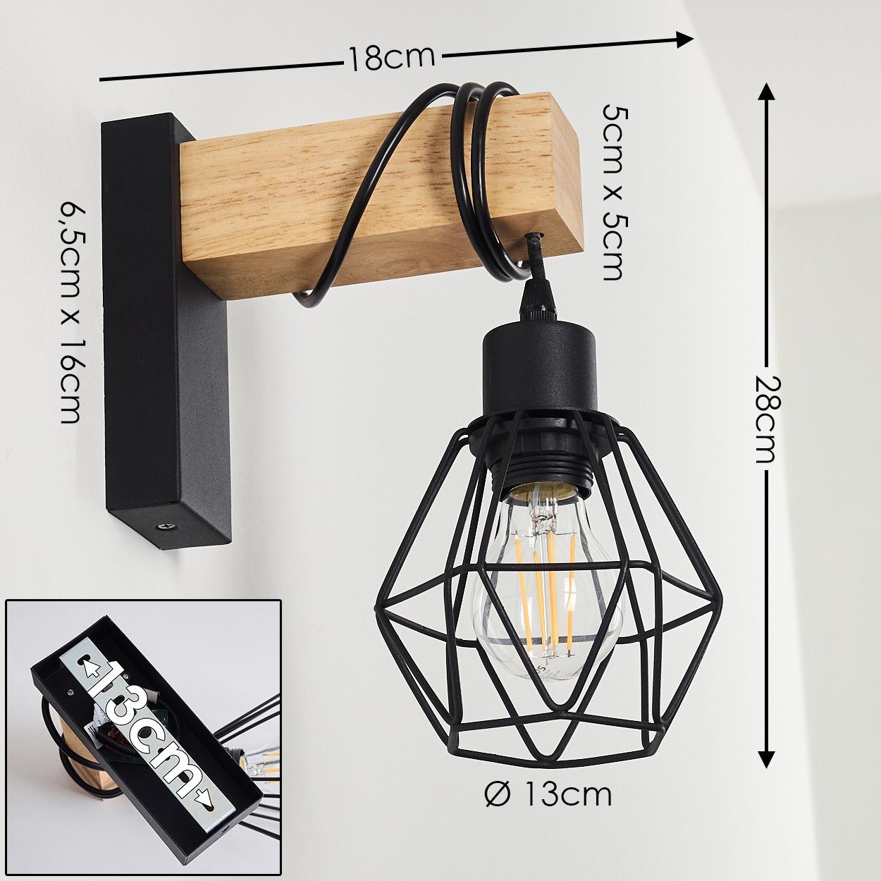 hofstein Wandleuchte Vintage Wohn Schlaf Zimmer Beleuchtung Wand Lampen Hol günstig online kaufen