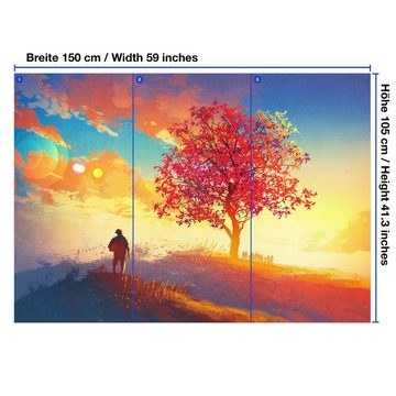 wandmotiv24 Fototapete Gemälde Mensch mit Baum, glatt, Wandtapete, Motivtapete, matt, Vliestapete