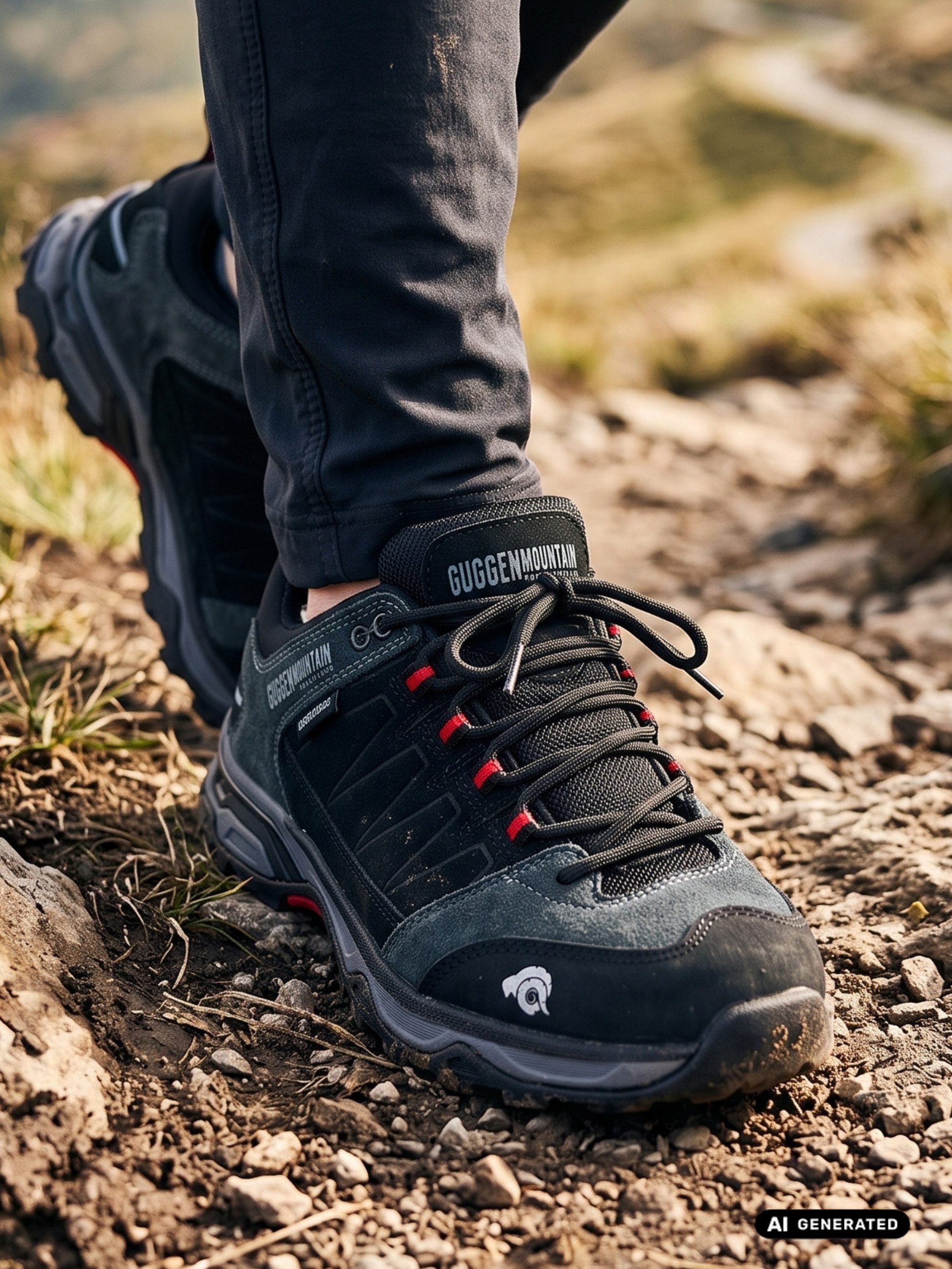 GUGGEN Mountain Damen Trekkingschuhe Frauen Wanderschuhe Walkingschuhe Outdoorschuhe Wanderschuh Outdoor, Echleder, Trailrunning, Berglauf, Spazieren, Walking