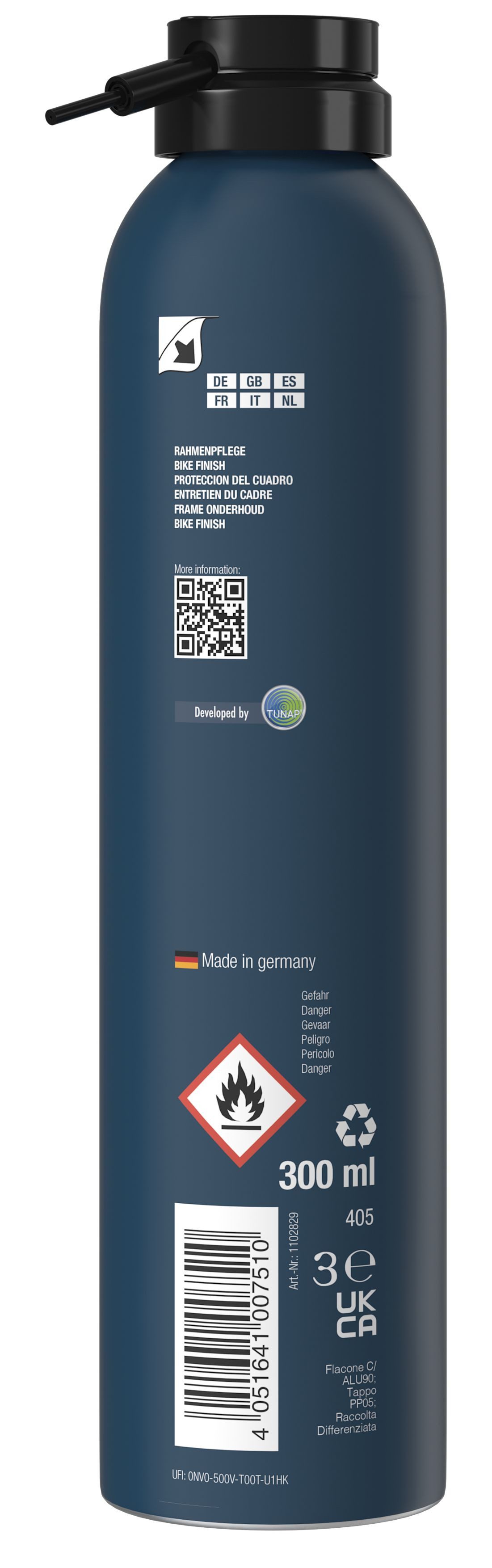 Tunap Sports TUNAP SPORTS Rahmenpflege, 300ml – mit Lackschutz Zweiradreiniger (Schützt die Oberflächen I Auch für matte Rahmen geeignet)