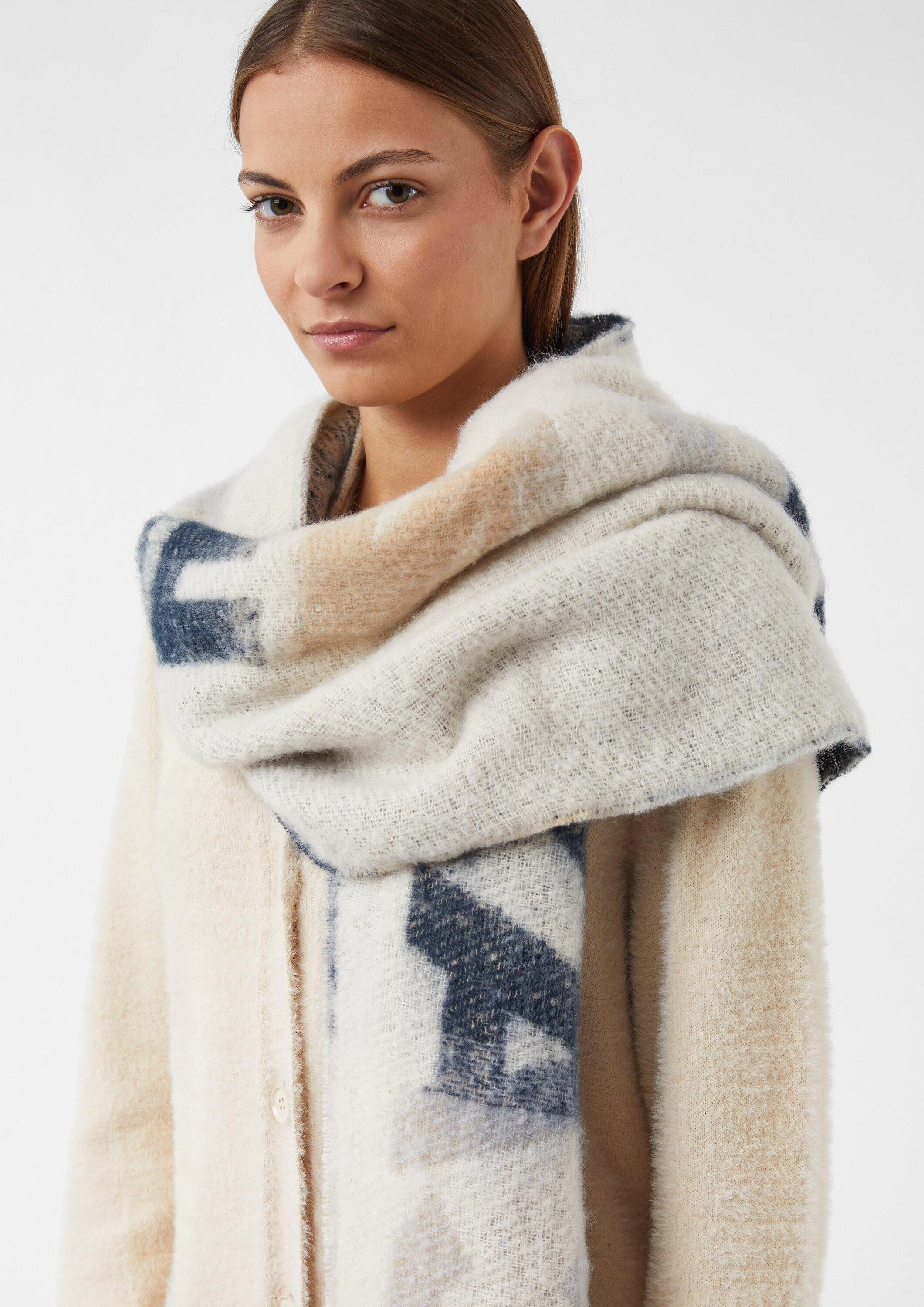 comma Schal Tuch, Weicher Jacquard-Schal mit Fransen günstig online kaufen