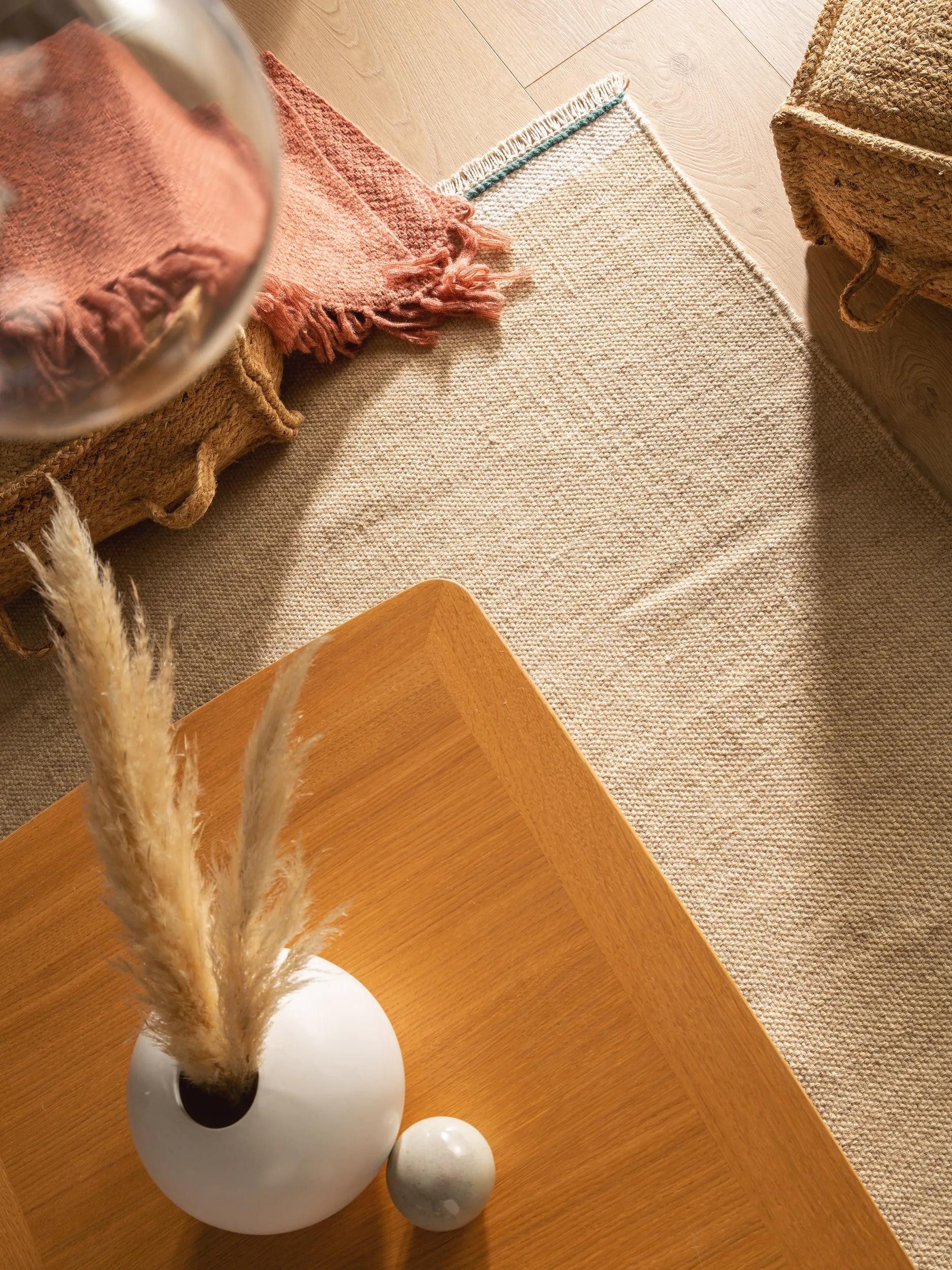 benuta Wollteppich Karla, rechteckig, Höhe: 5 mm, Wolle, Teppich Wohnzimmer, Schlafzimmer, Esszimmer, Flur, Hygge