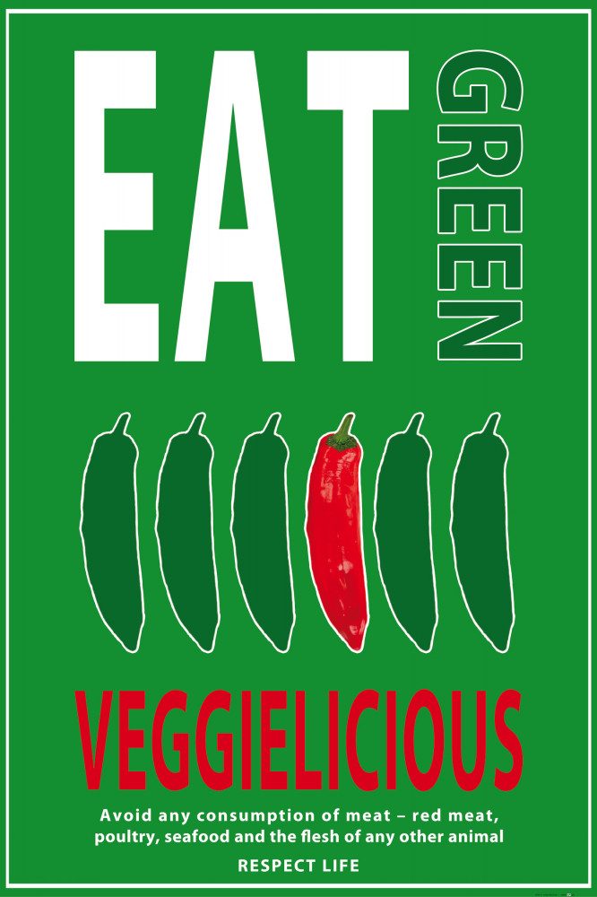 Poster Kochkunst Kunstdruck Bild - Veggielicious, Eat Green