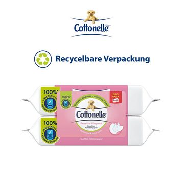 Cottonelle® Toilettenpapier Feuchtes Toilettenpapier, Sensitive Pflegend, 6 x Duo, Feuchttücher (Vorratspack 6 x 84), Toilettentücher