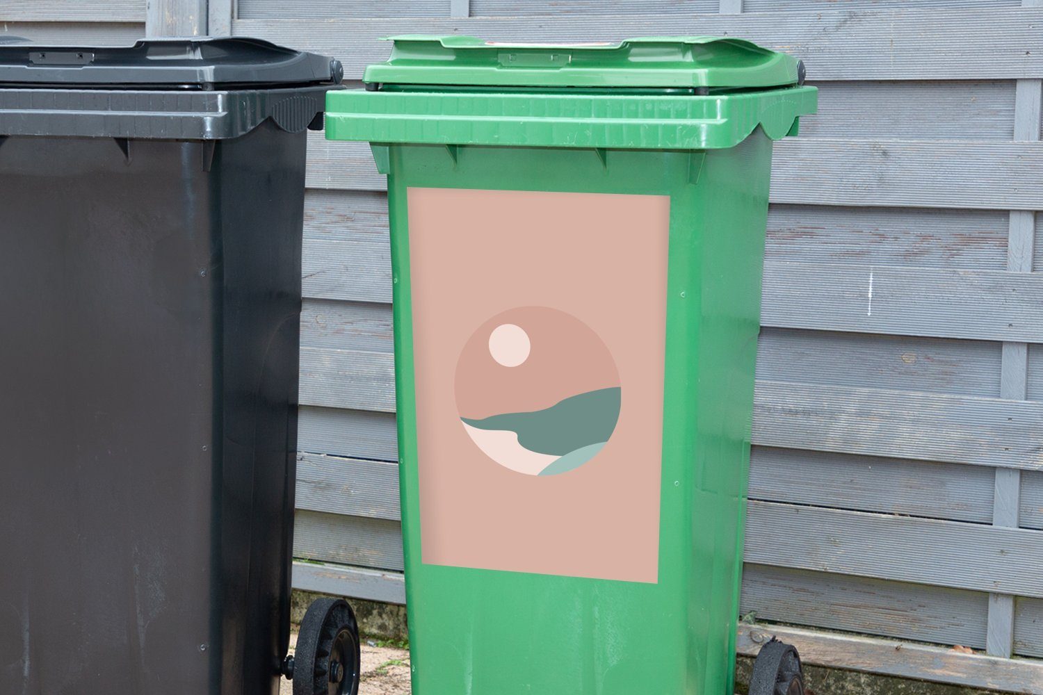 Mülltonne, Sonne Sommer Strand Rosa Container, - - Abfalbehälter Sticker, Wandsticker St), - MuchoWow Mülleimer-aufkleber, (1